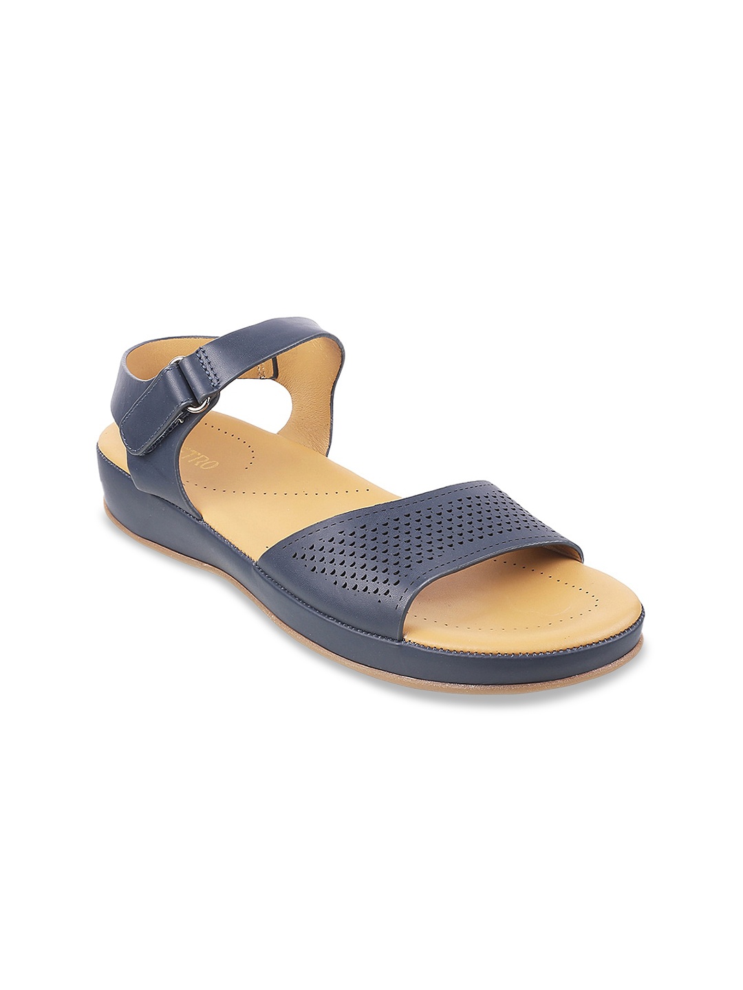 

Metro Blue Textured Comfort Sandals with Laser Cuts
