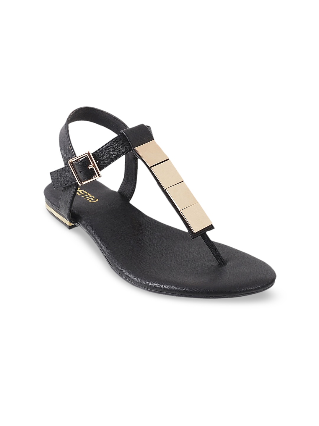 

Metro Women Black T-Strap Flats