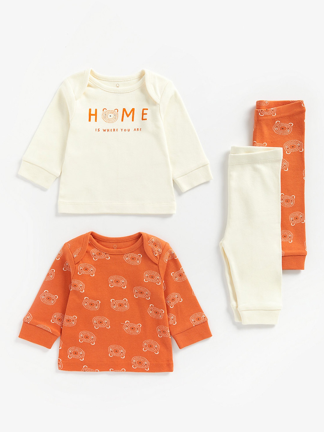 

mothercare Infant Kids Set of 2 Pure Cotton Printed T-shirt with Joggers, White
