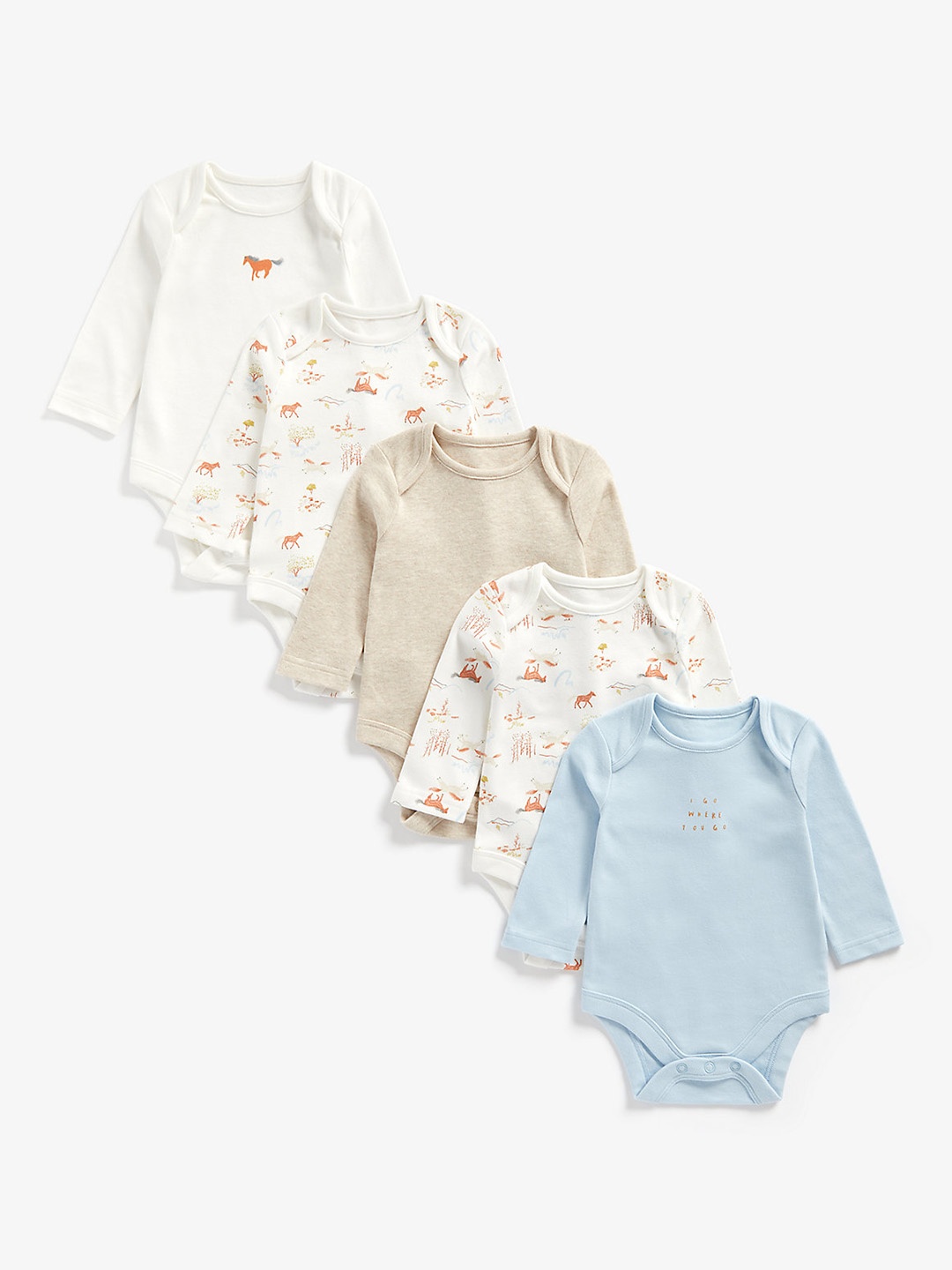 

mothercare Infant Boys Pack of 5 Cotton Bodysuits, Multi