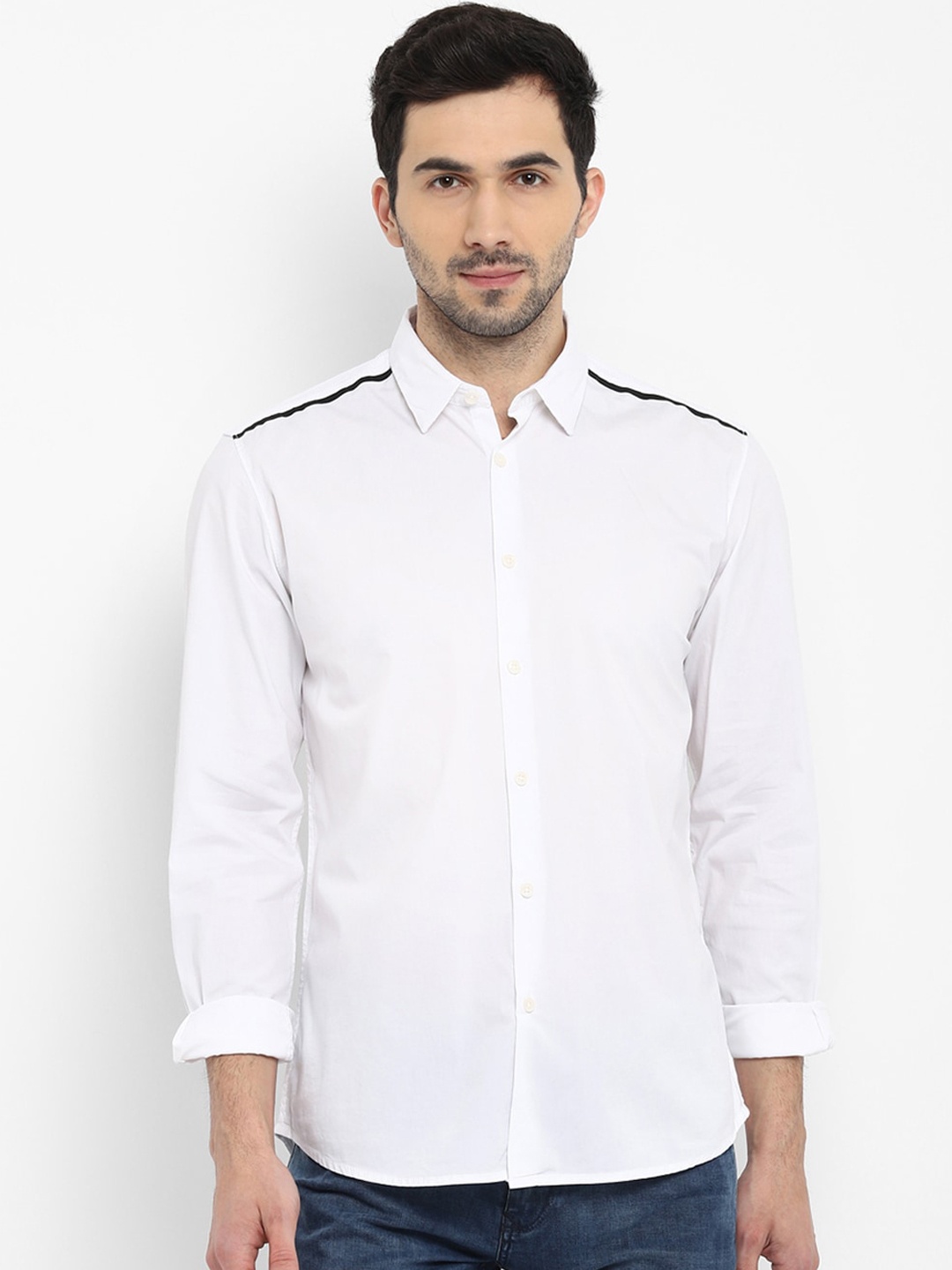 

Parx Men White Slim Fit Opaque Casual Shirt