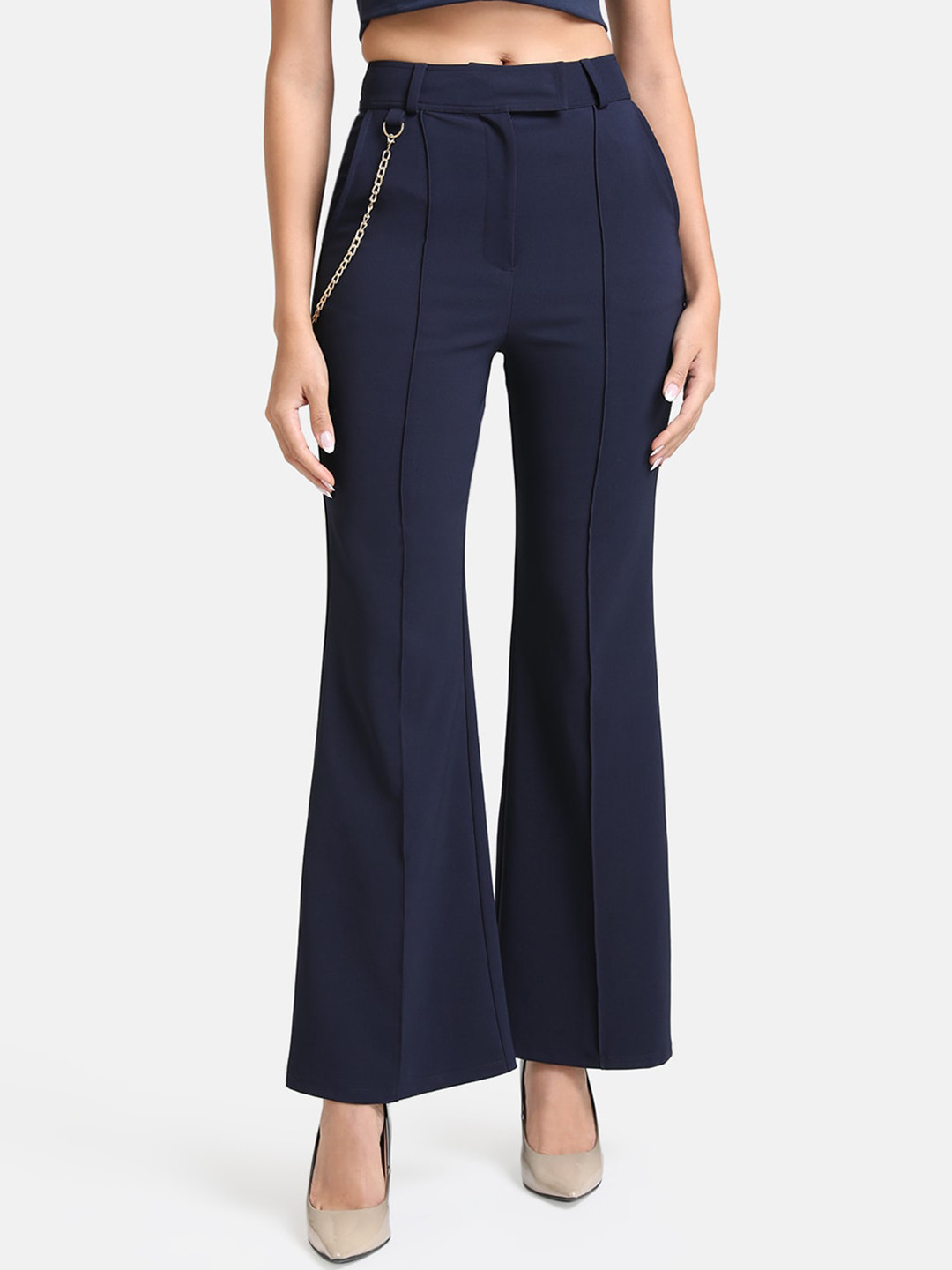 

Kazo Women Blue Flared Bootcut Trousers