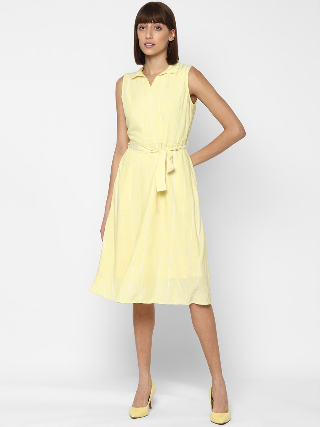 

Allen Solly Woman Yellow Striped Midi Dress