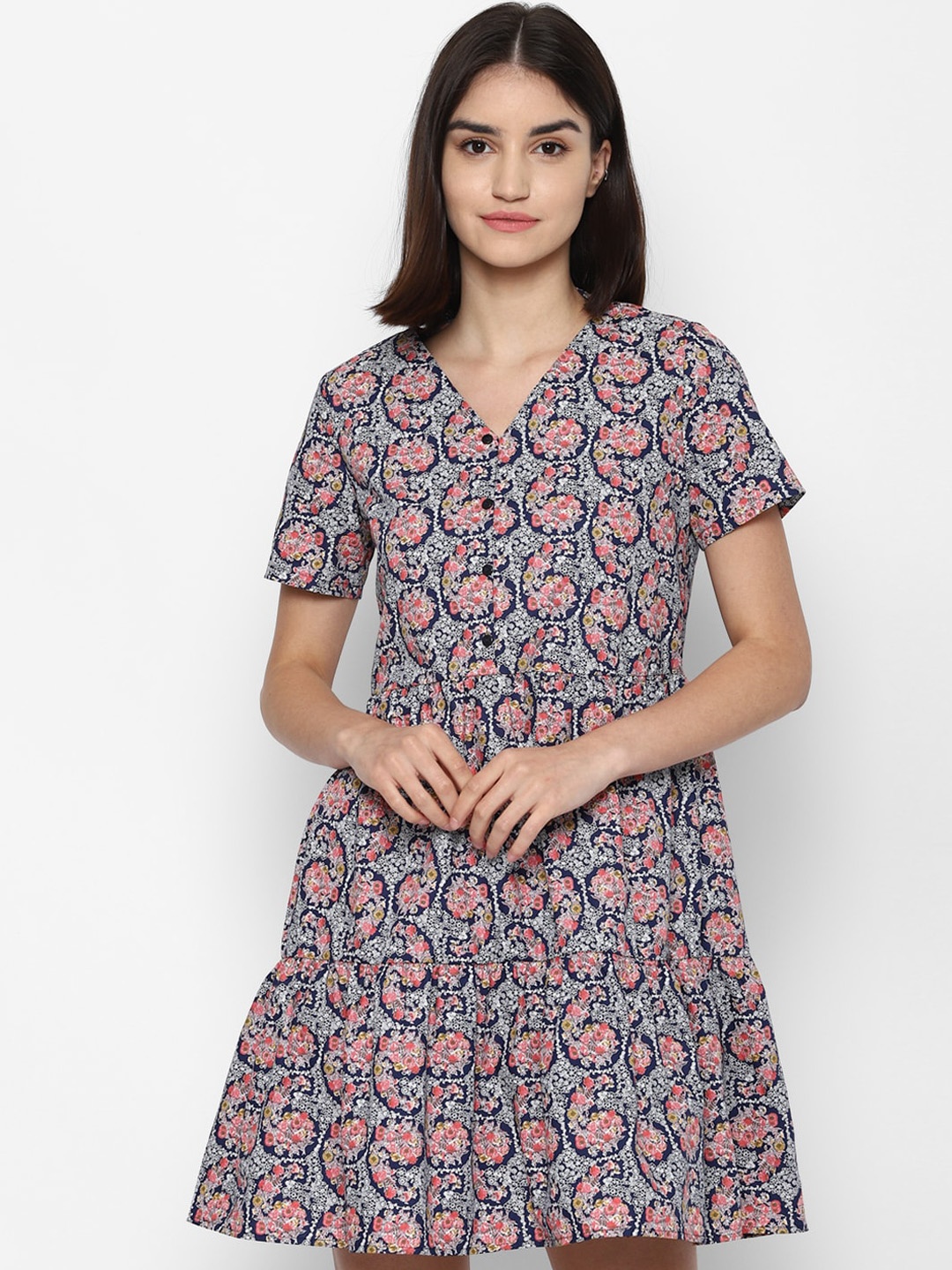

Allen Solly Woman Navy Blue Floral Dress