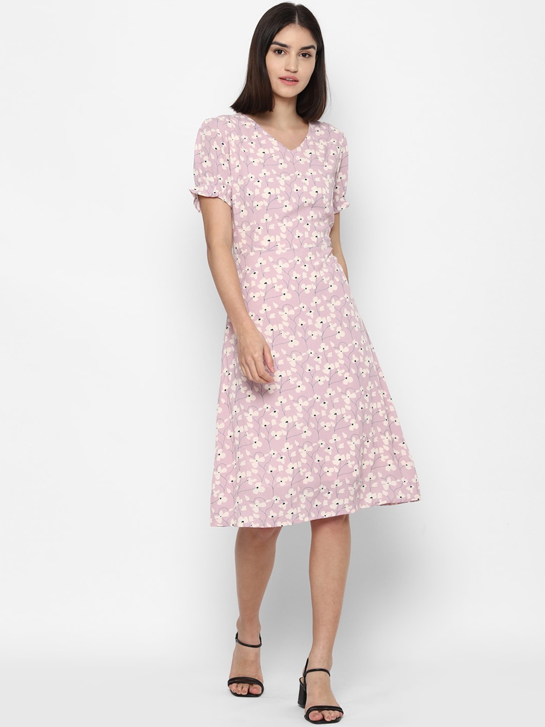 

Allen Solly Woman Pink & Beige Floral A-Line Dress