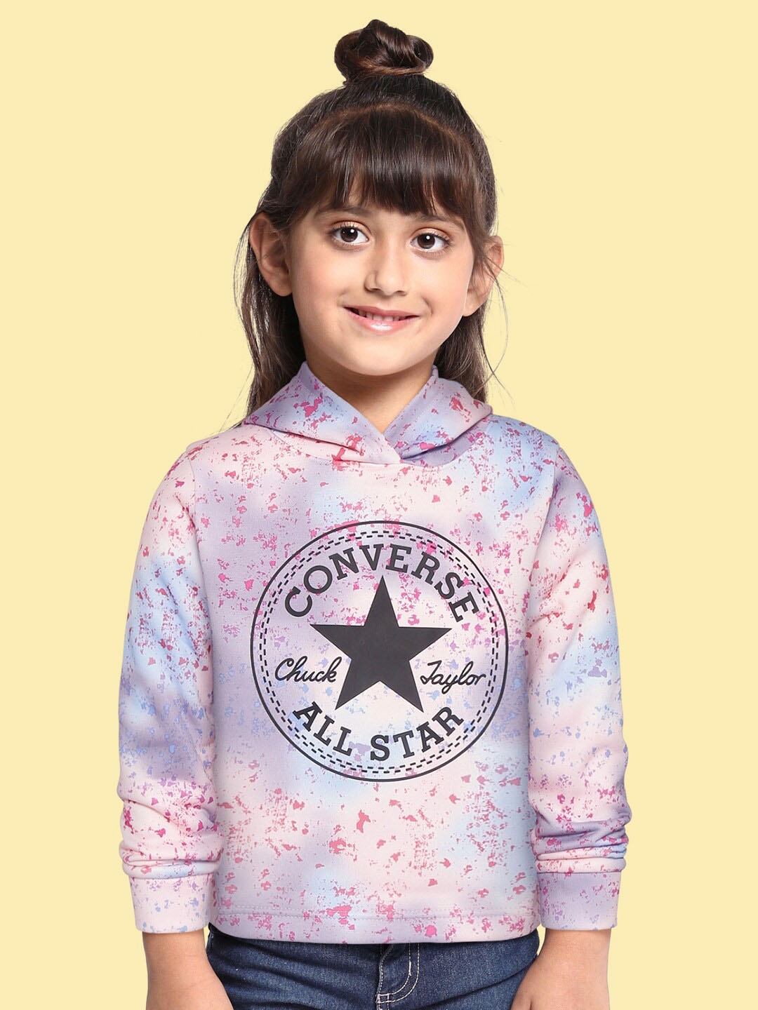 

Converse Girls Multicoloured Printed Hooded Sweatshirt, Multi