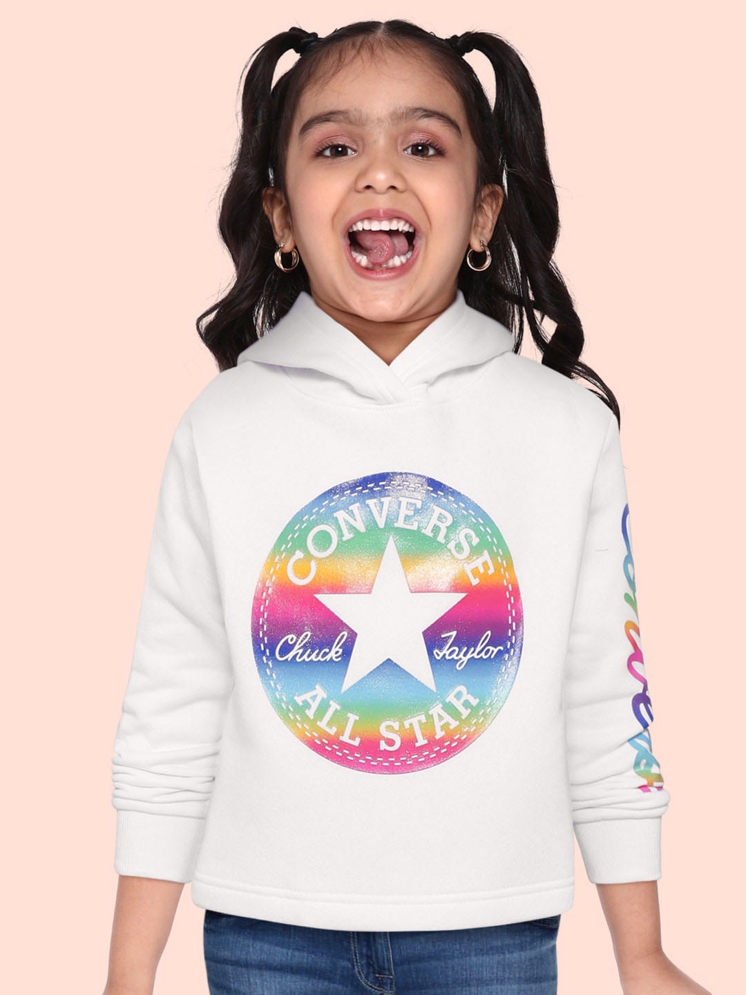 

Converse Girls White Printed Hooded Sweatshirt
