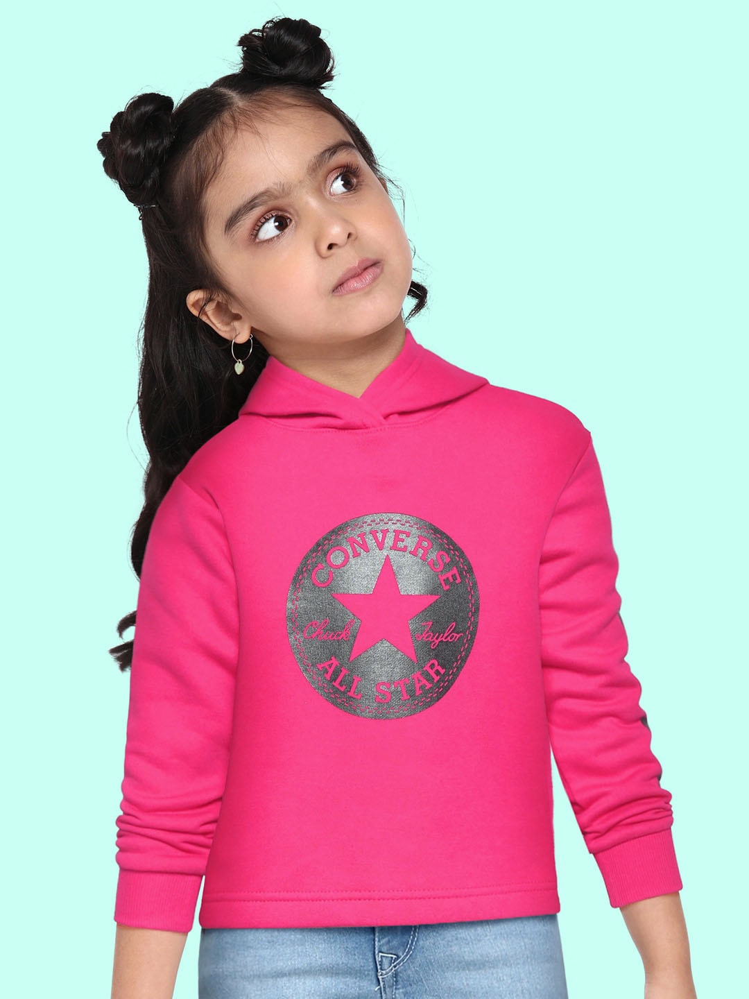 

Converse Girls Pink Printed Hooded Sweatshirt