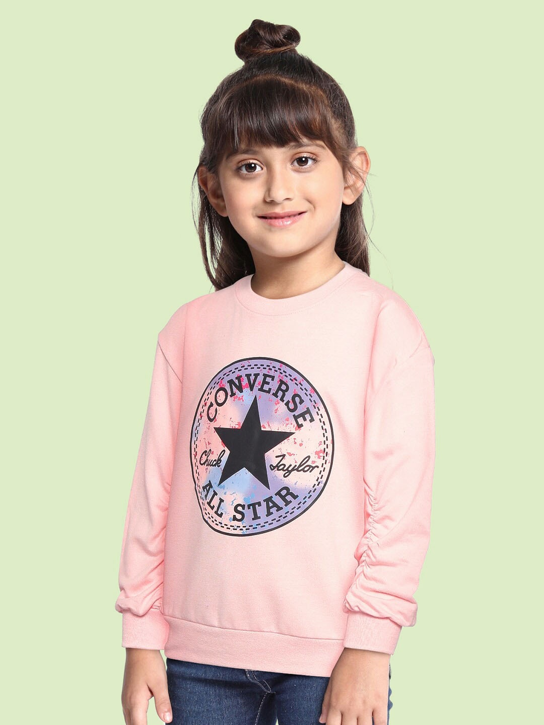 

Converse Girls Peach-Coloured Printed Sweatshirt