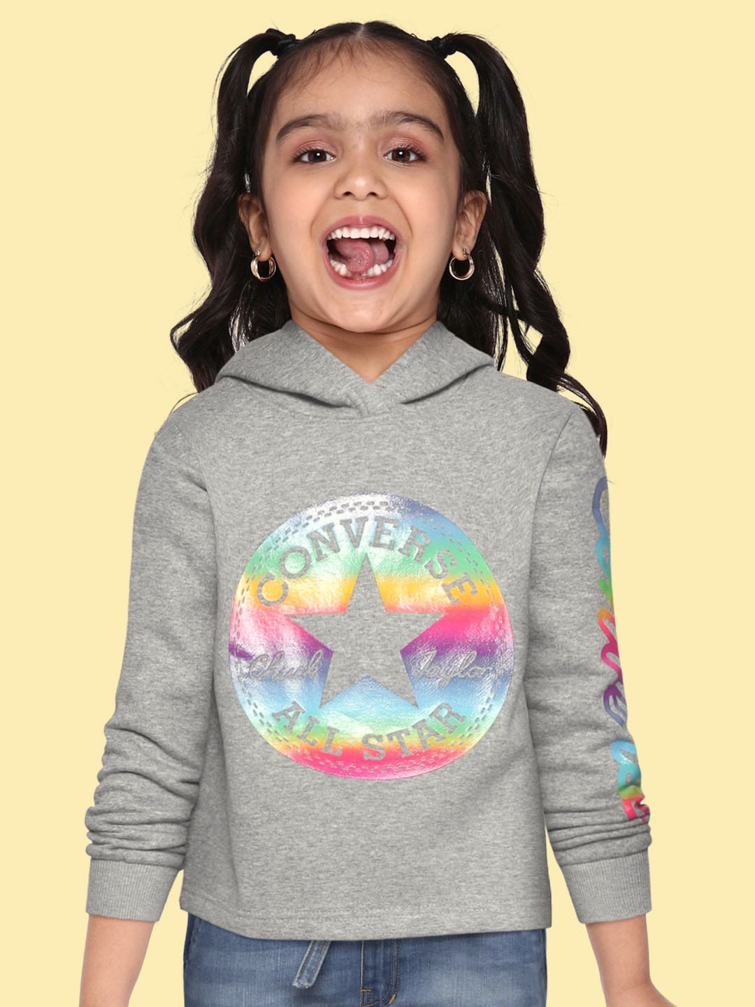 

Converse Girls Grey Printed Hooded Sweatshirt