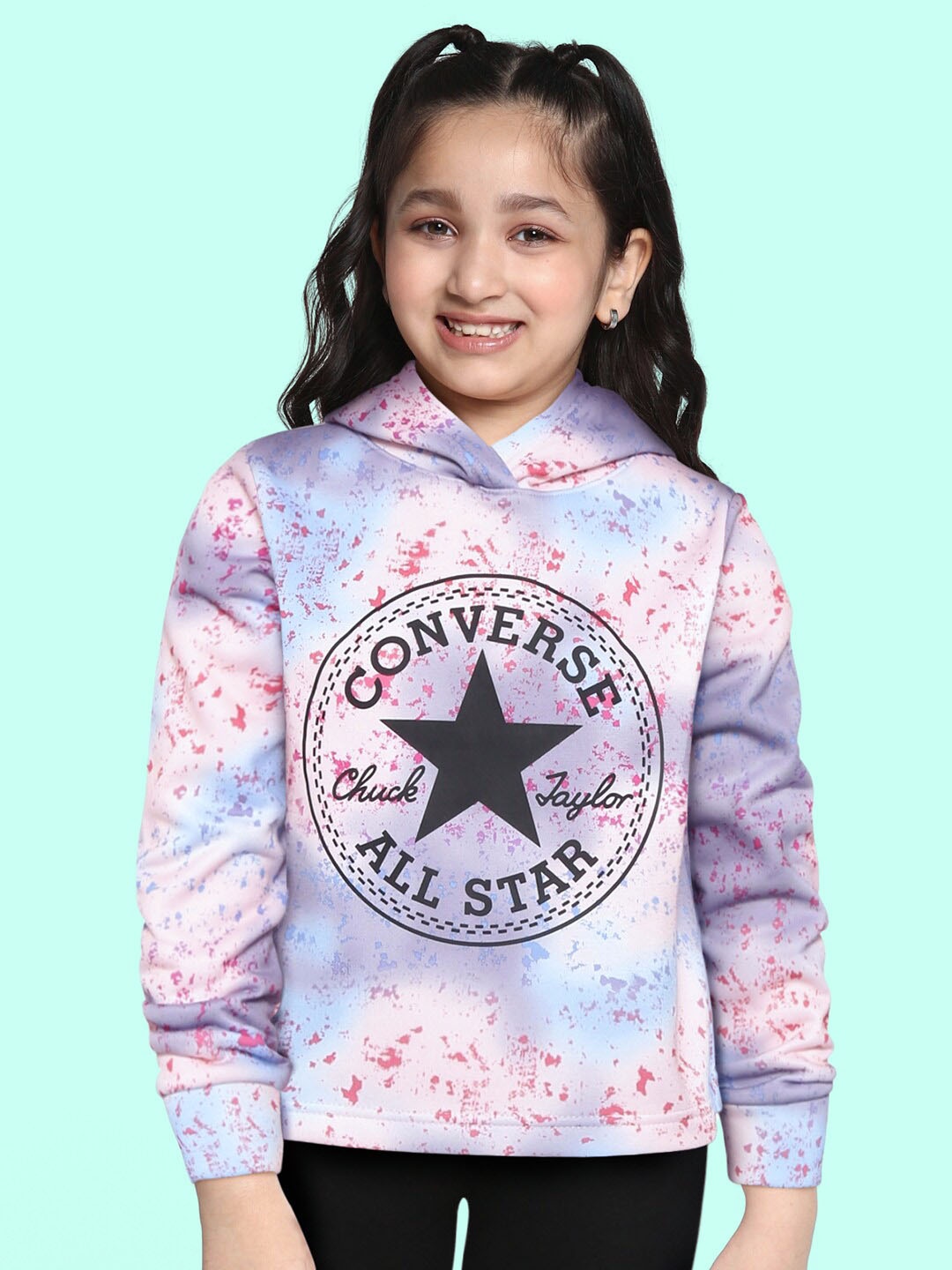 

Converse Girls Pink Printed Hooded Sweatshirt