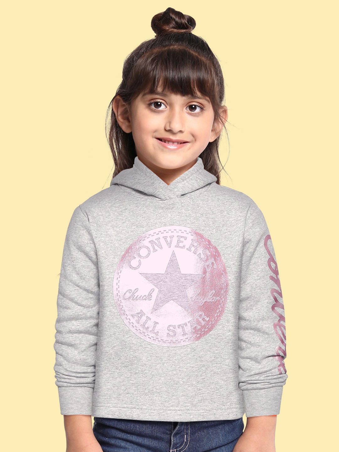 

Converse Girls Grey Printed Hooded Sweatshirt