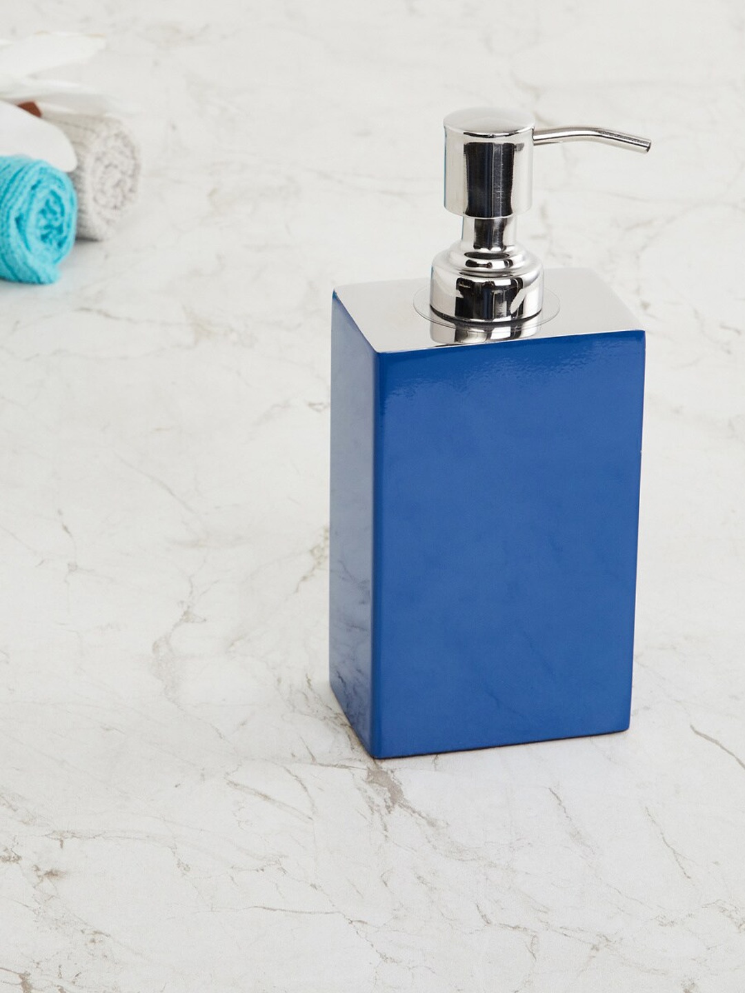 

Home Centre Blue Solid Metal Lotion Dispenser