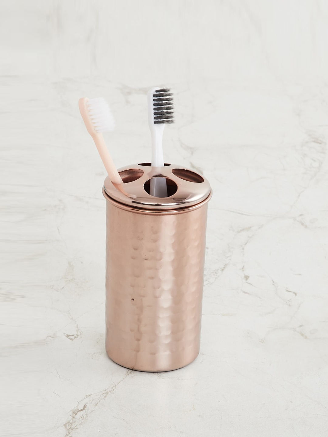 

Home Centre Homespun Rose Gold Textured Freestanding Metal Toothbrush Holder