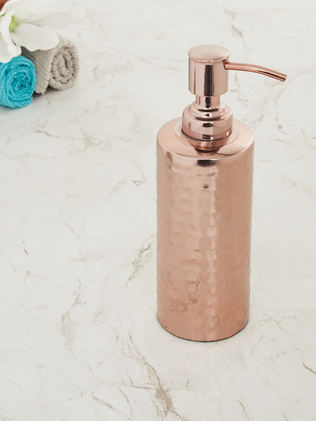 

Home Centre Rose Gold Homespun Textured Metal Lotion Dispenser - 260ml