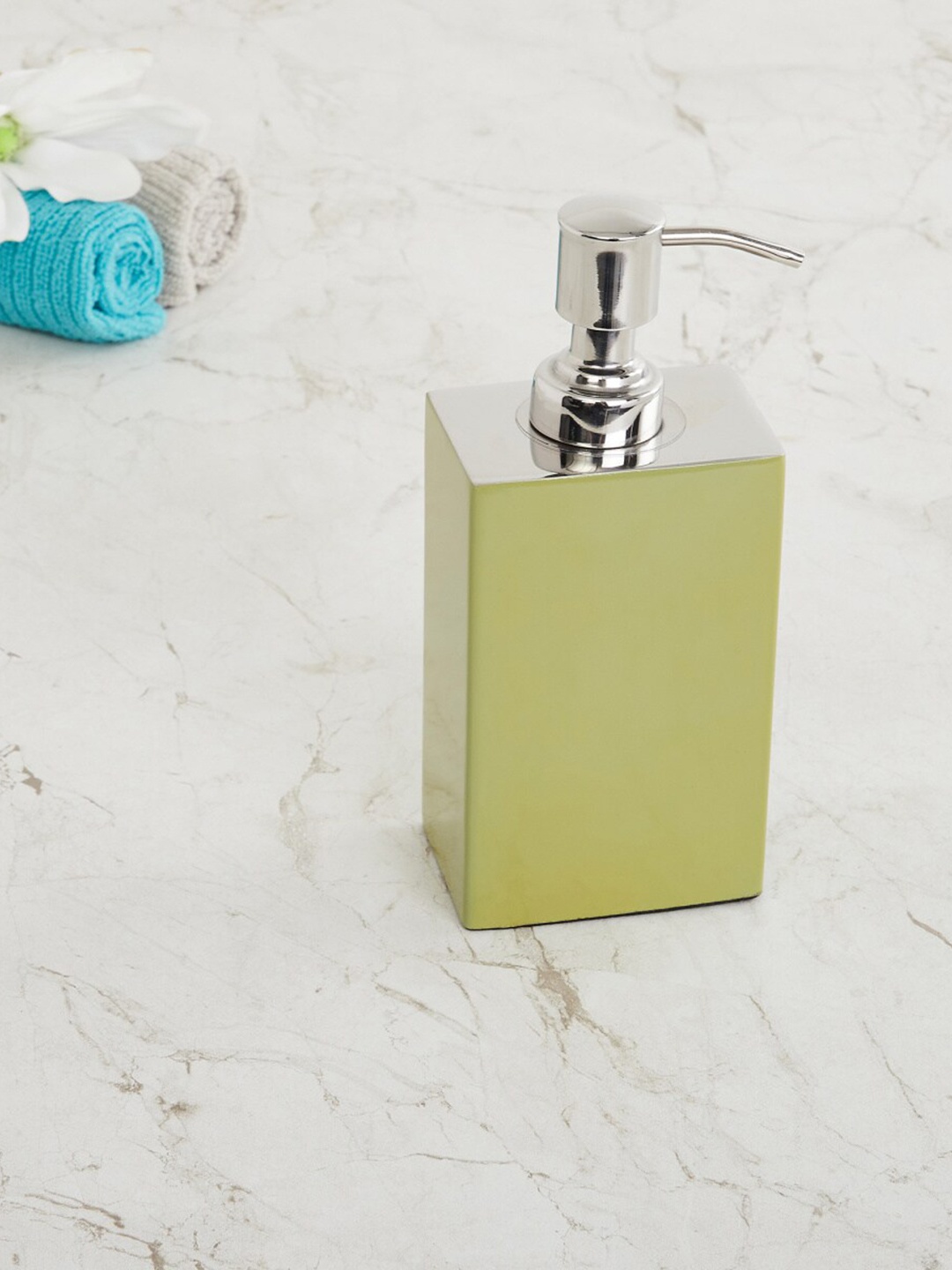 

Home Centre Green Solid Metal Lotion Dispenser