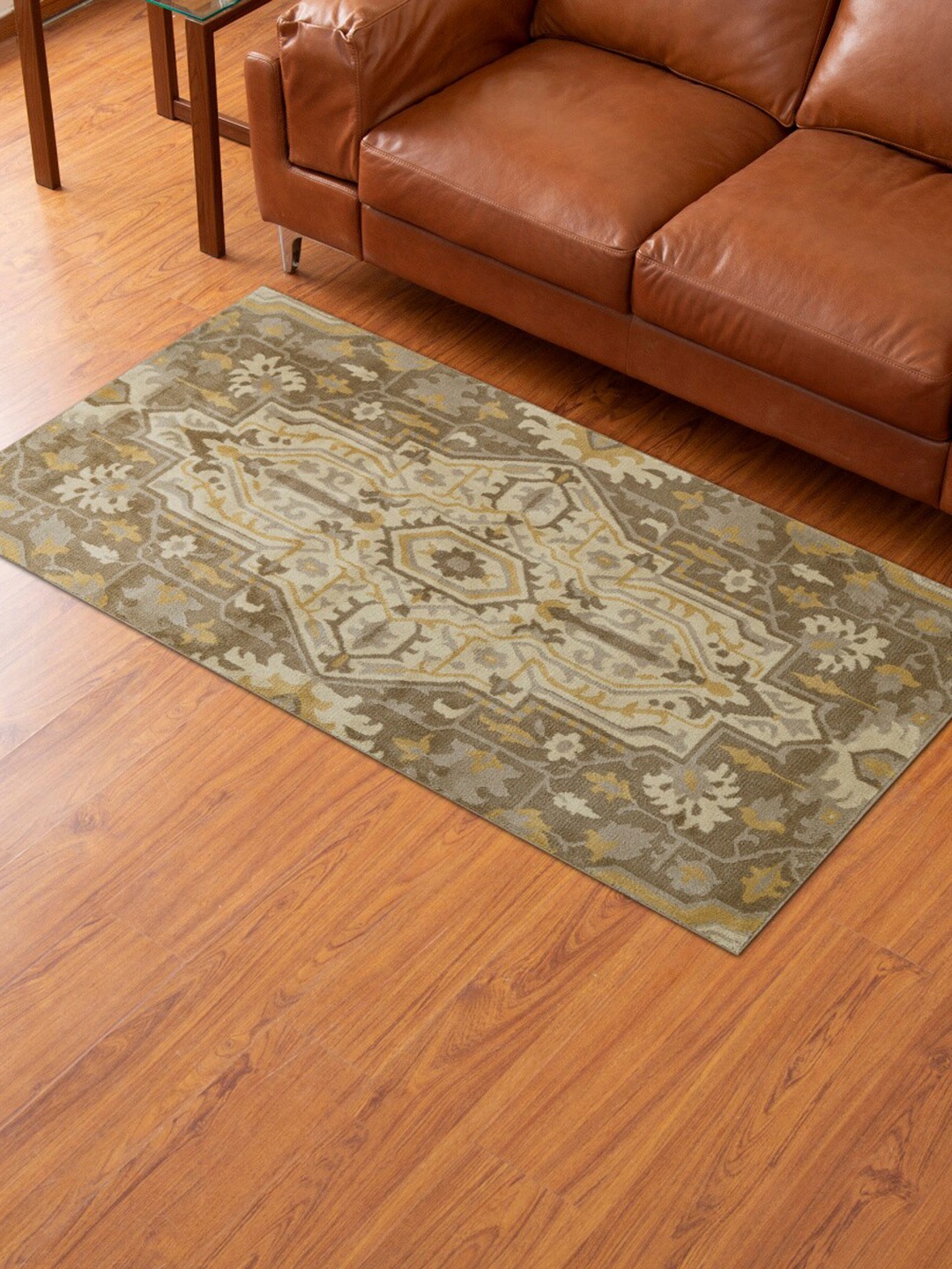 

Home Centre Beige & Green Printed Anti-Skid Carpet