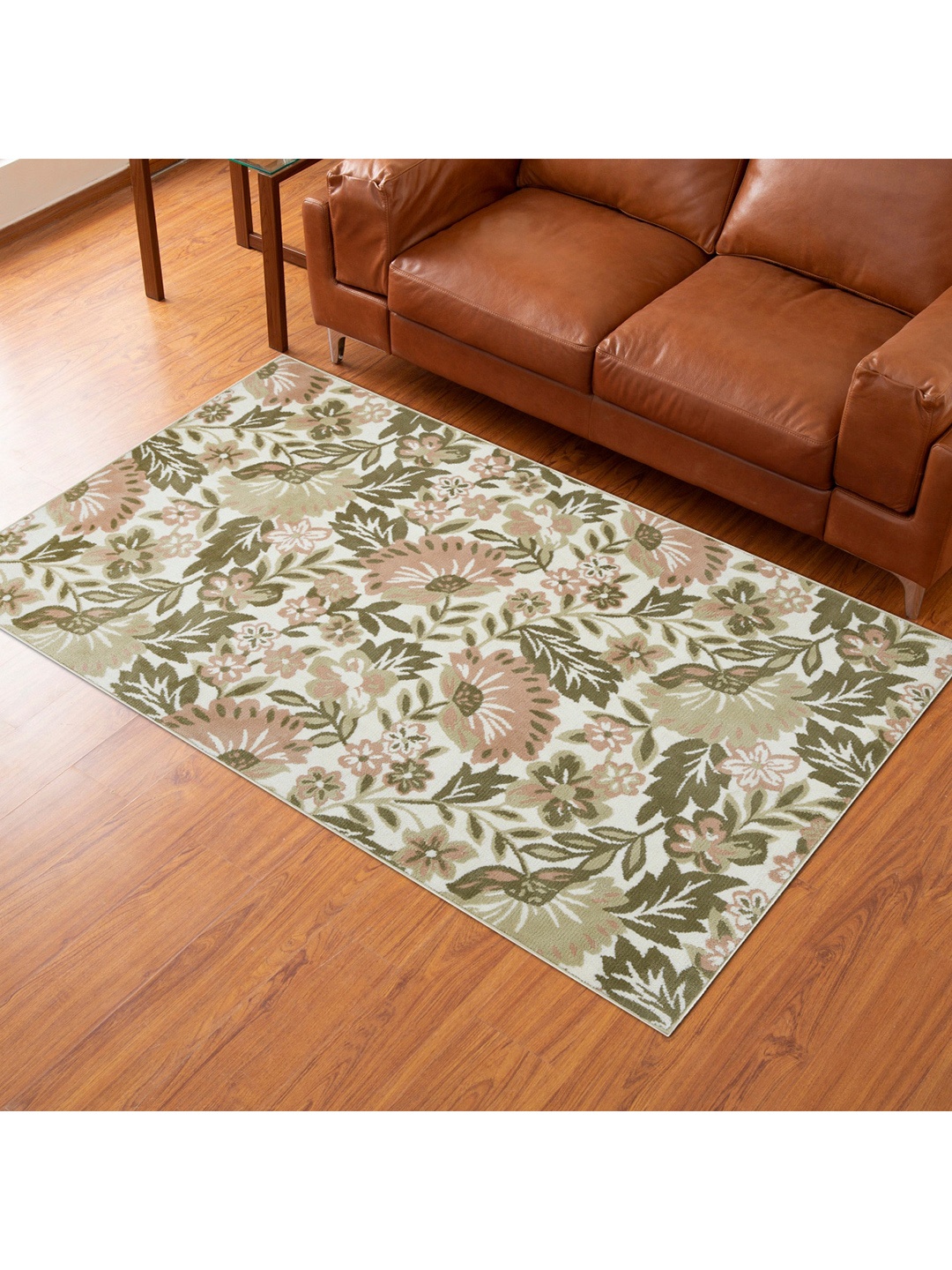 

Home Centre Green & Pink Floral Woven Polyester Carpet
