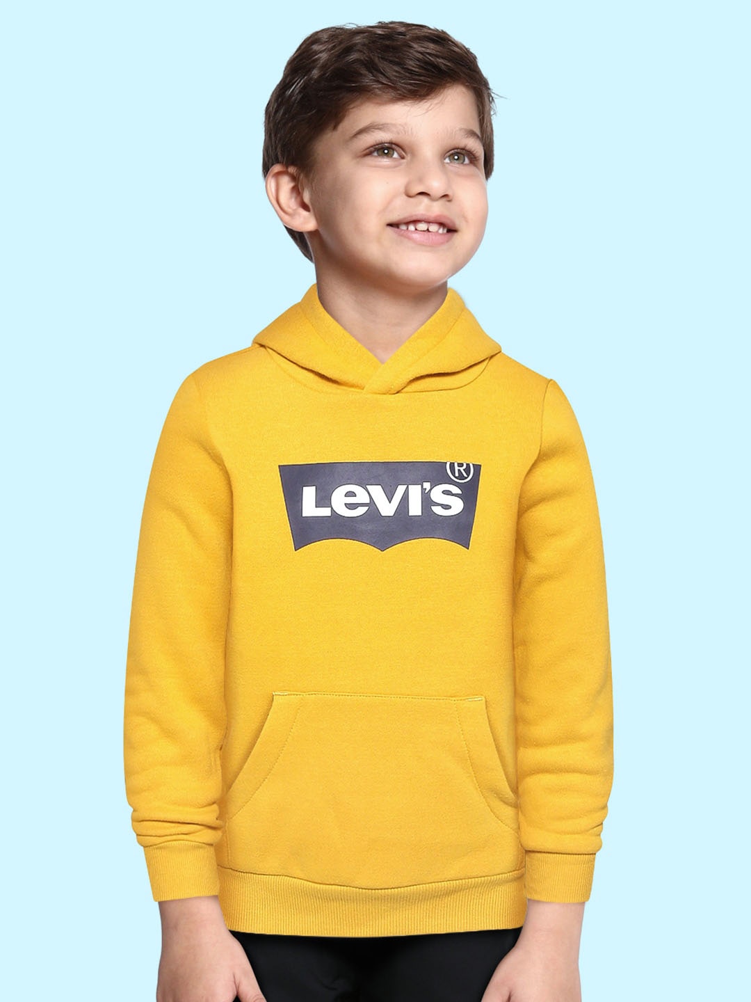 

Levis Boys Yellow Hooded Brand Logo Sweatshirt