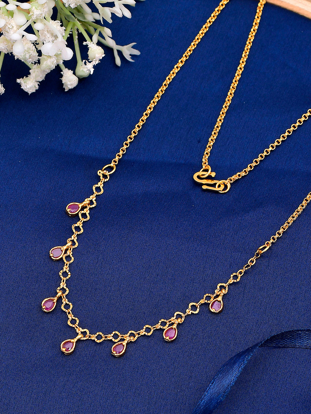 

Shoshaa Women Pink & Gold-Toned & Plated Handcrafted Minimal Chain