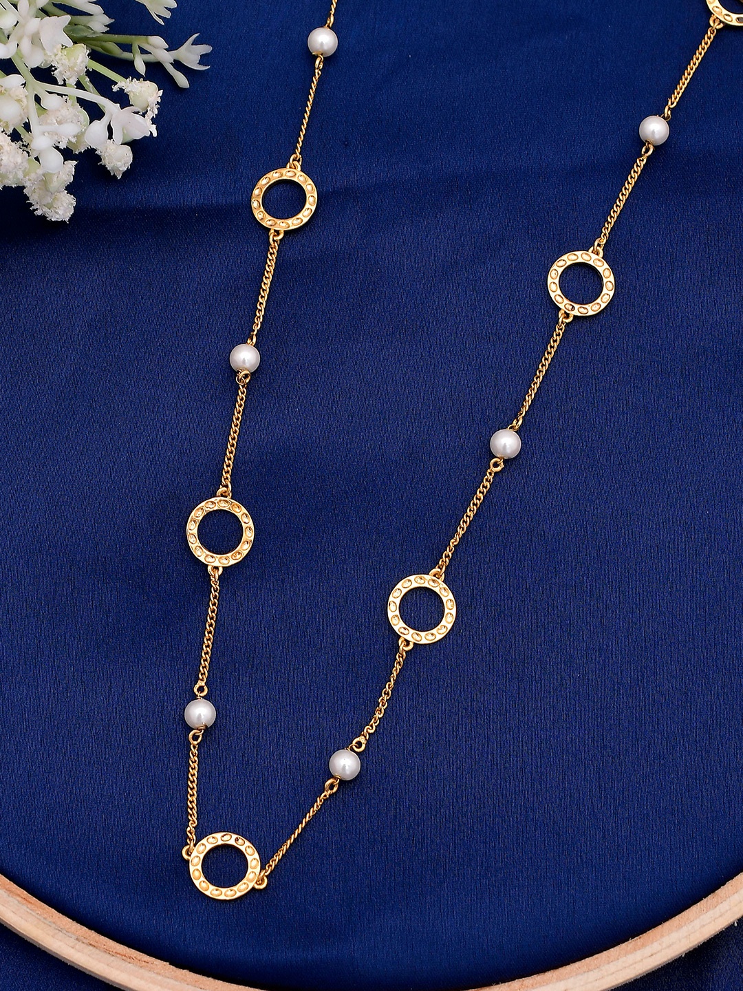 

Shoshaa Gold-Toned & White Brass Gold-Plated Handcrafted Chain