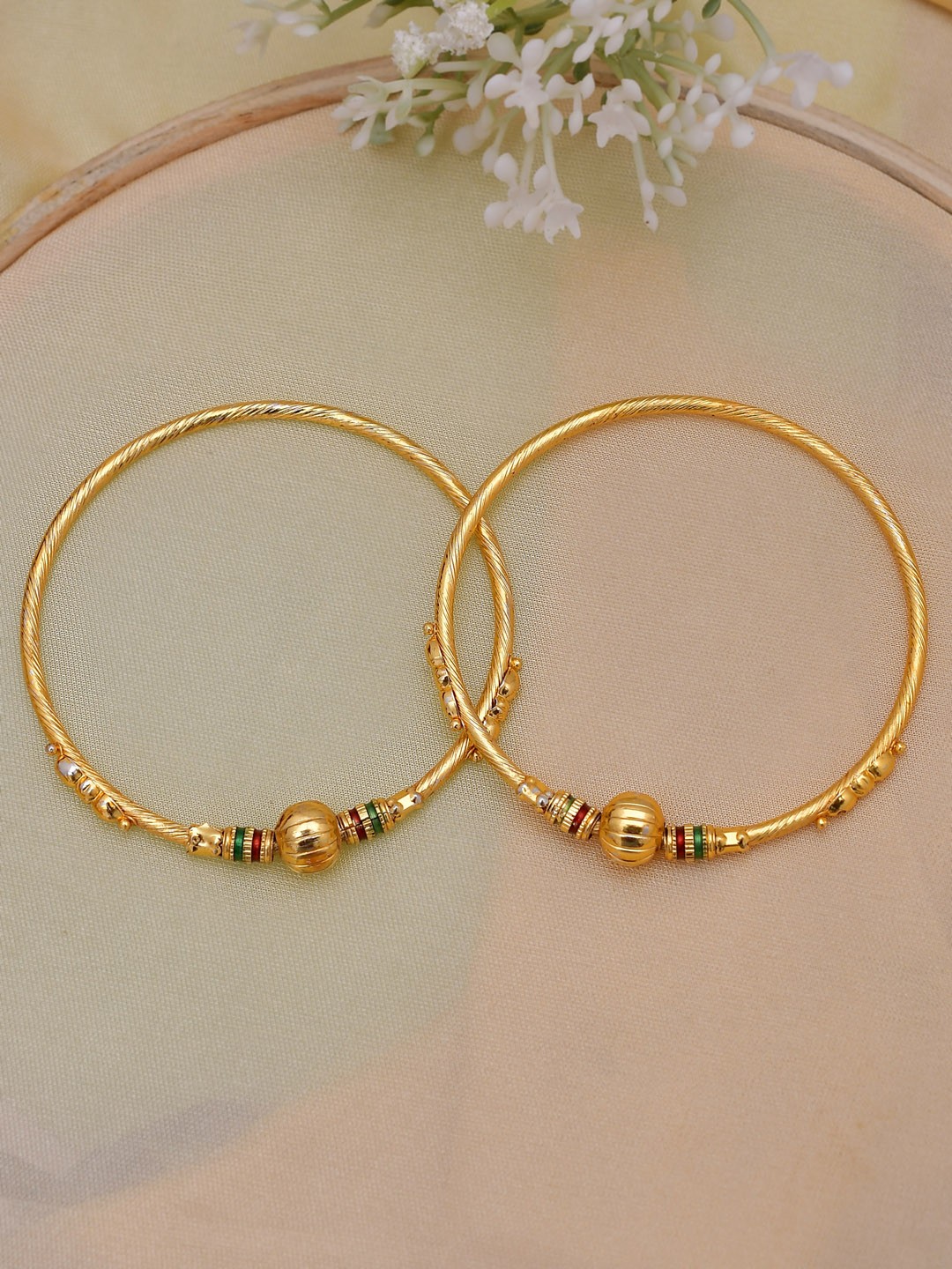 

Shoshaa Set Of 2 Gold-Plated Red & Green Enamelled Handcrafted Bangles
