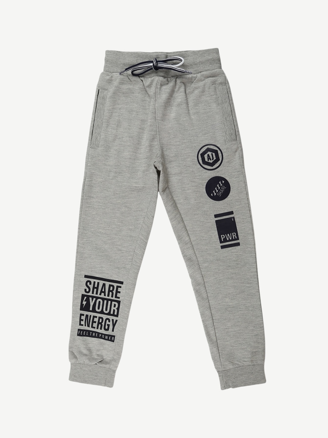 

Alan Jones Boys Grey Melange Printed Joggger