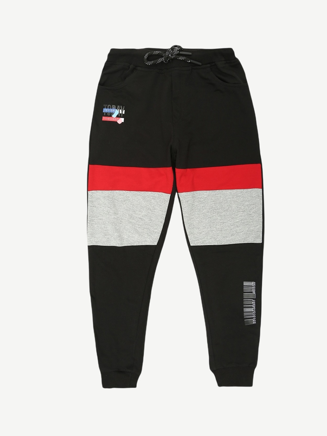 

Alan Jones Boys Black & Red Colourblocked Joggers