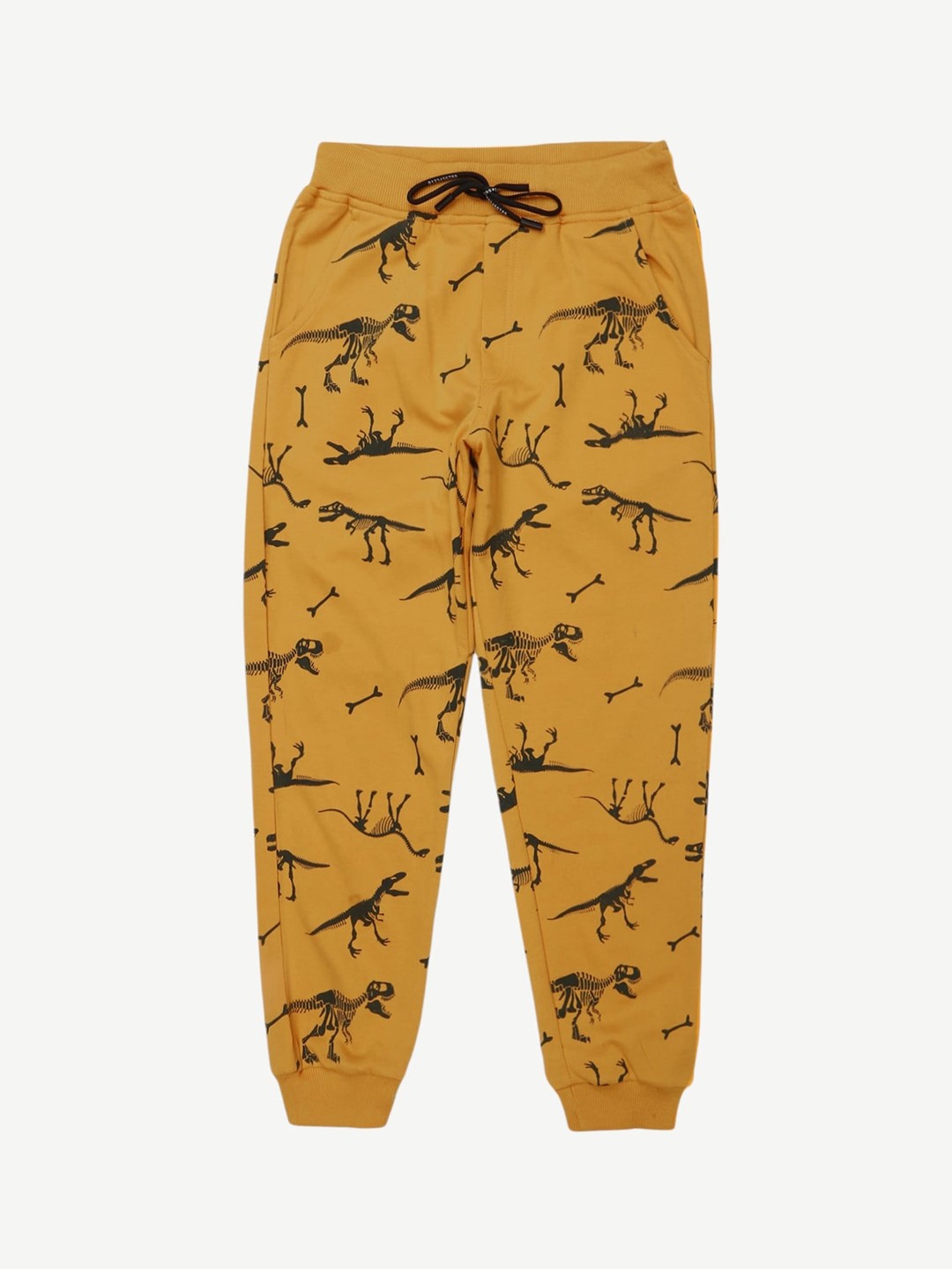 

Alan Jones Boys Mustard-Yellow & Black Printed Joggers