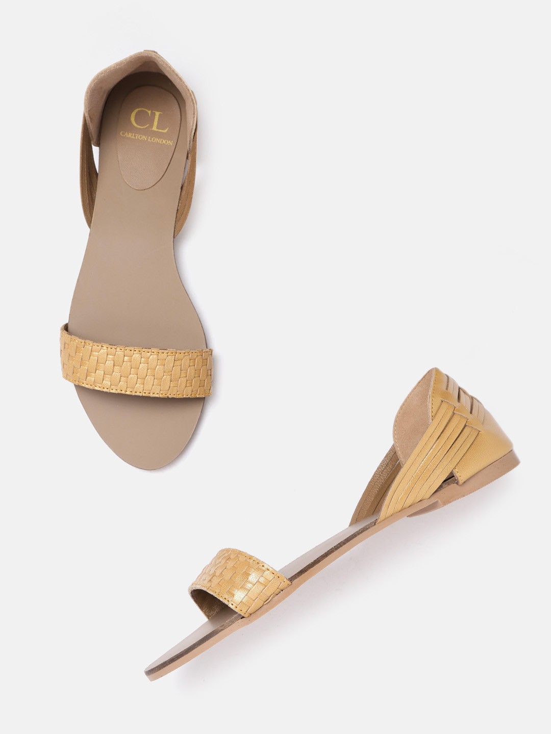 

Carlton London Women Gold-Toned Open Toe Flats
