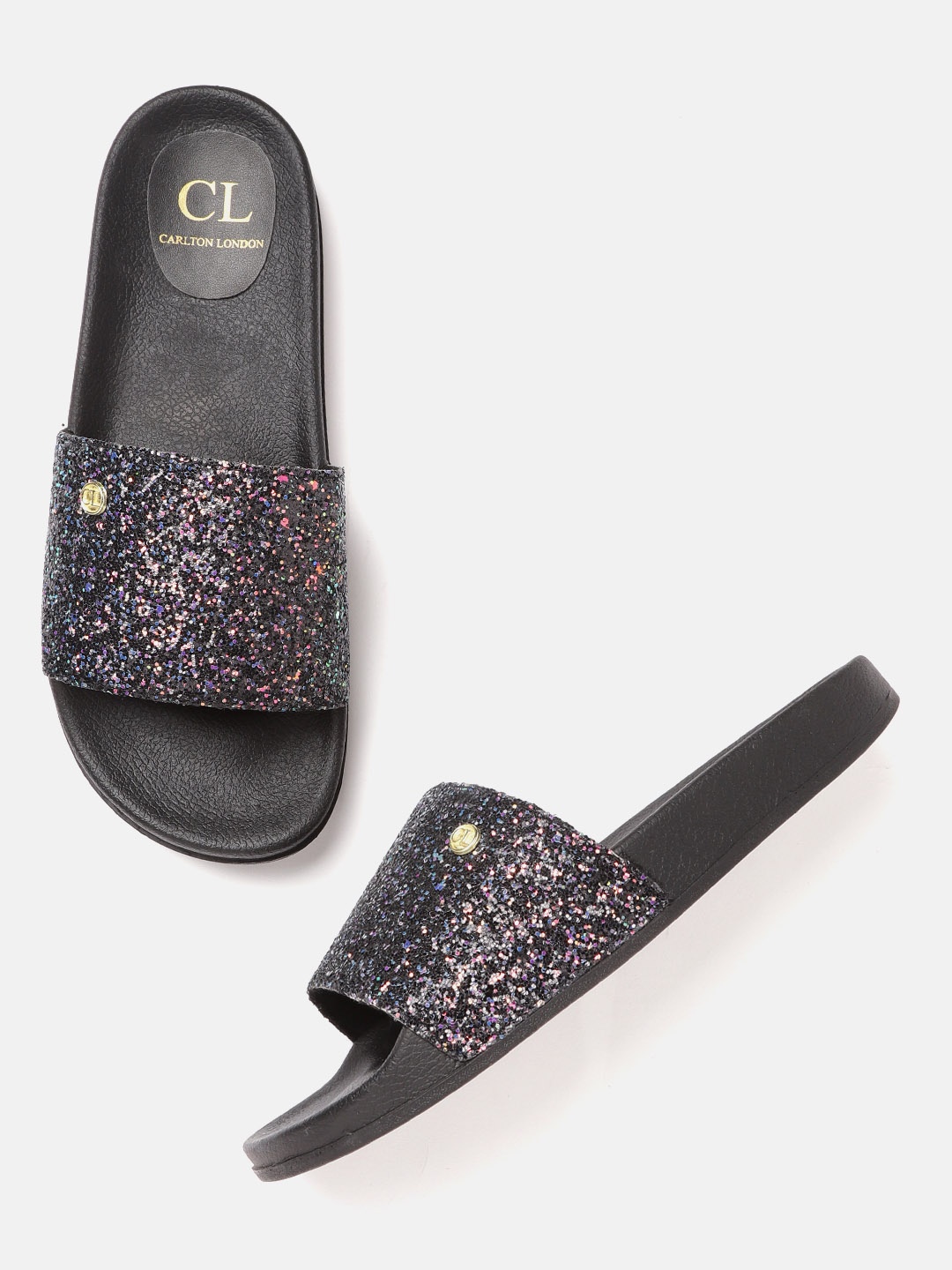 

Carlton London Women Black Embellished Open Toe Flats