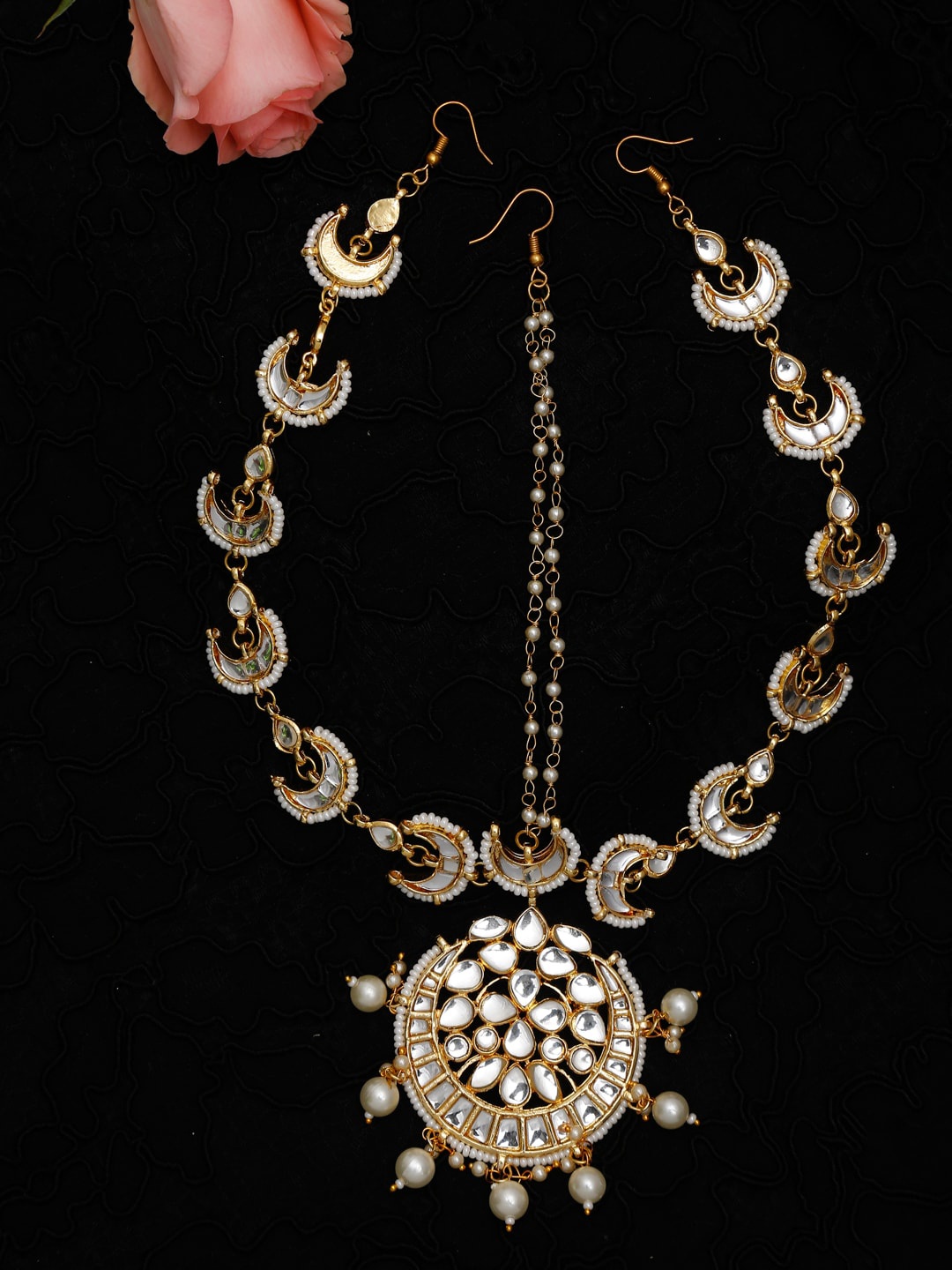 

Ruby Raang Gold-Plated & White Kundan Matha Patti