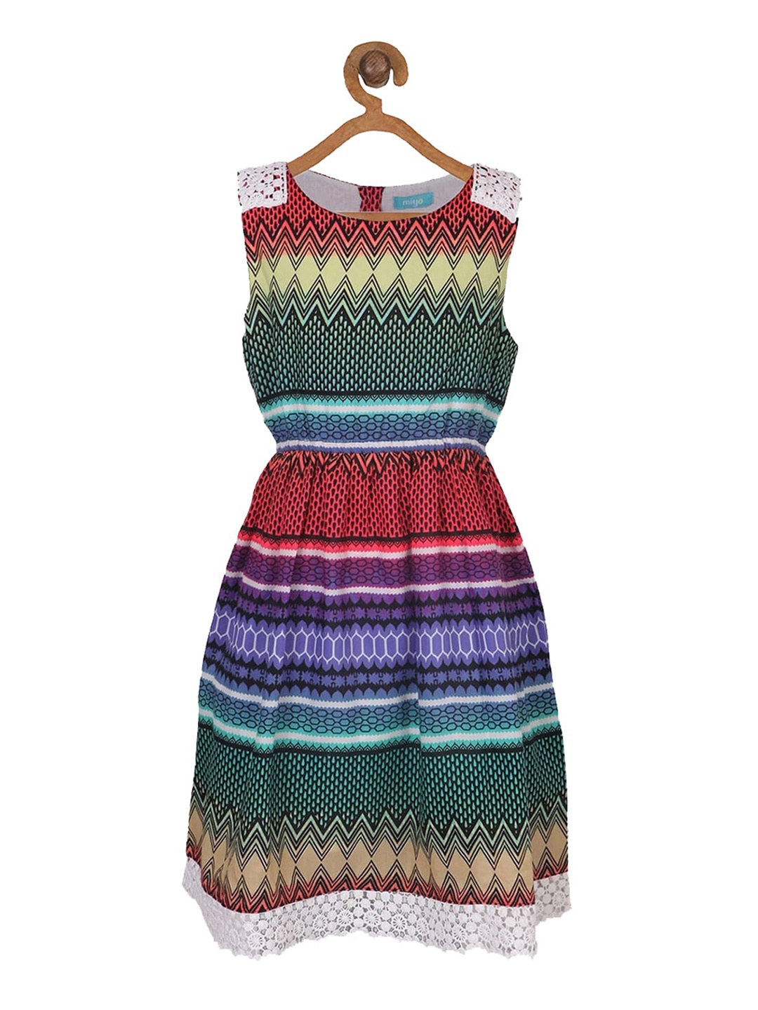 

Miyo Girls Multicoloured Printed Dress, Multi