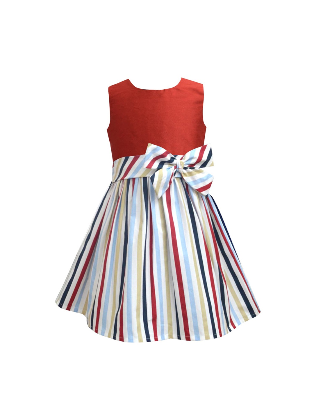 

A T U N Maroon Striped A-Line Dress