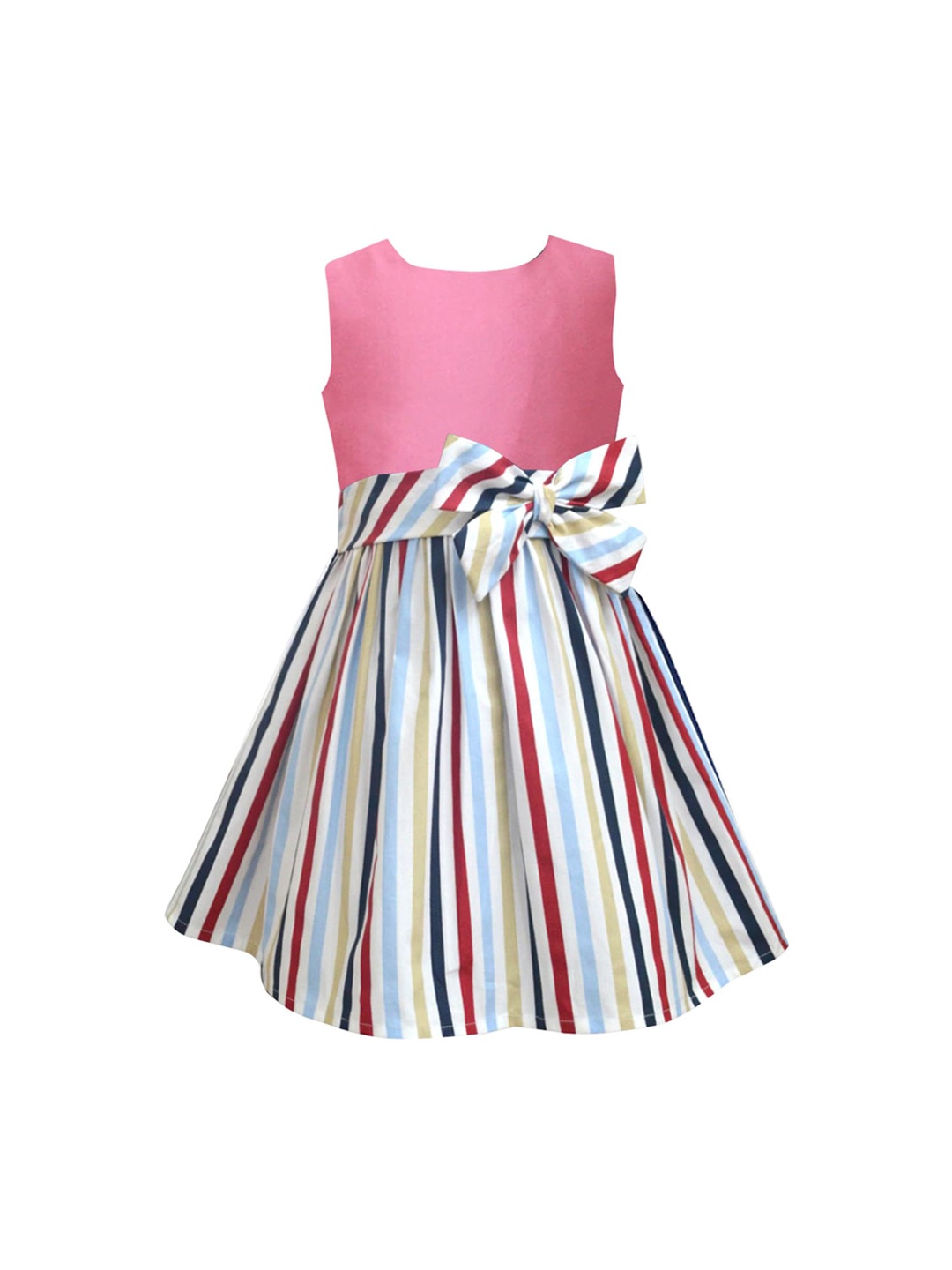 

A T U N Girls Pink Striped A-Line Dress