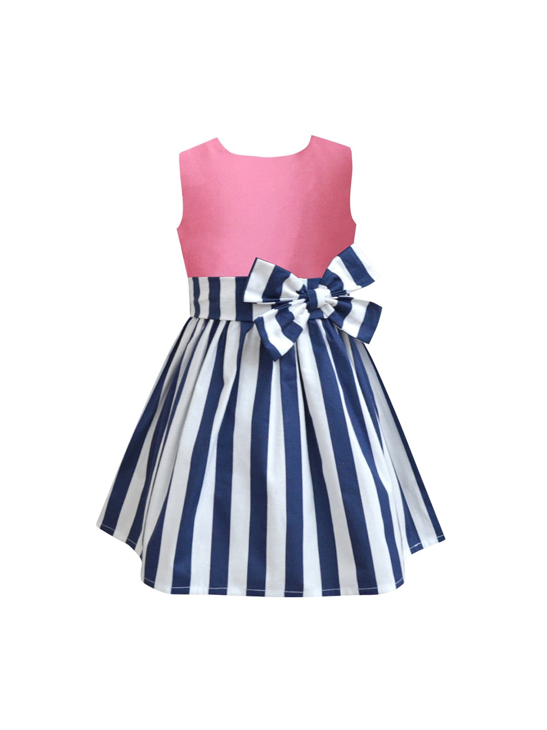 

A T U N Pink Striped A-Line Dress