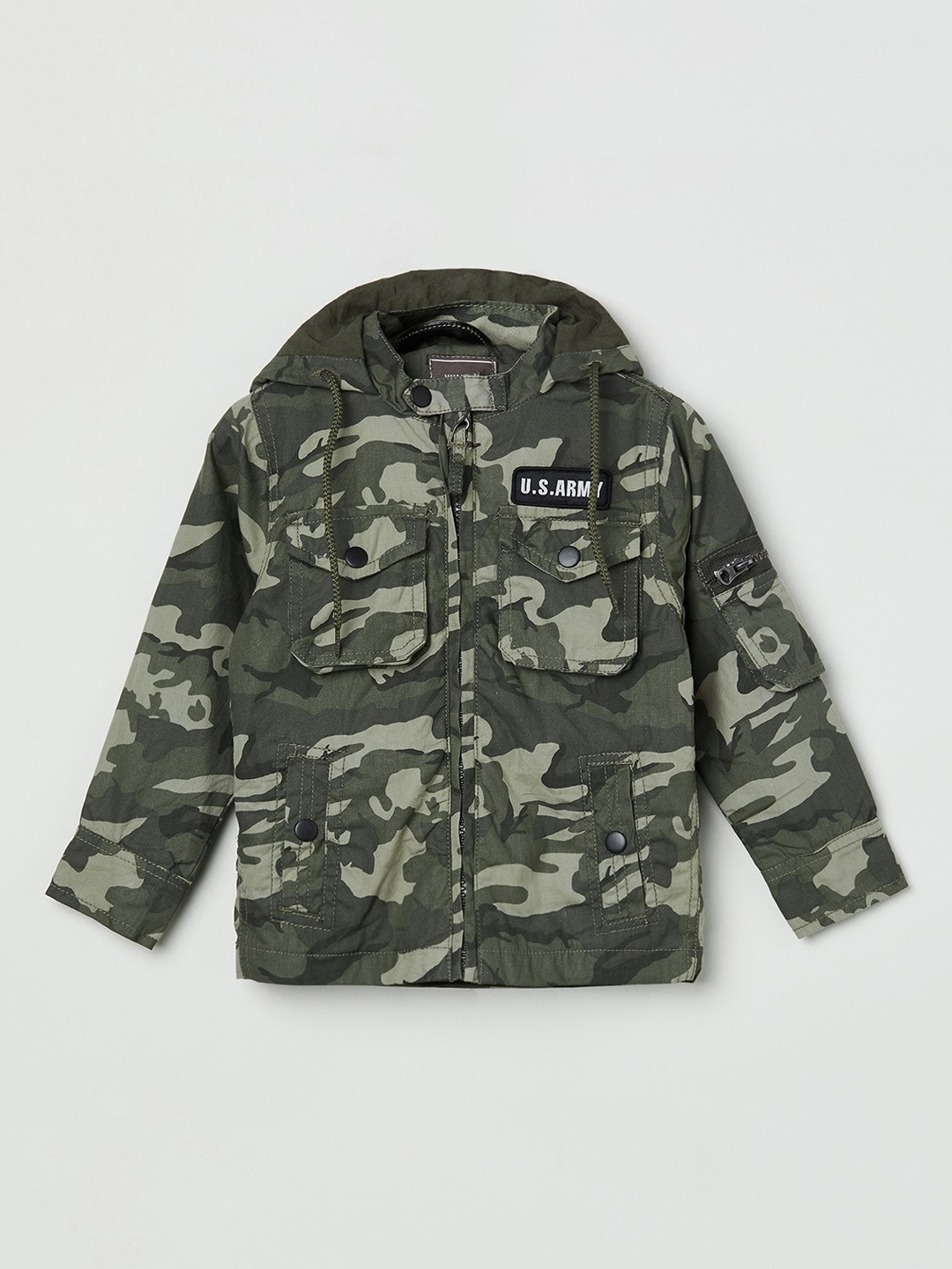 

max Boys Multicoloured Camouflage Lightweight Open Front Jacket, Multi