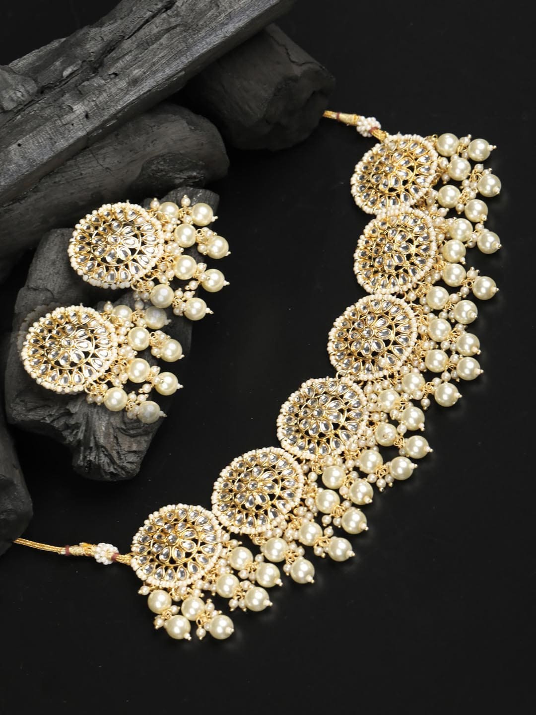 Priyaasi Women Artificial Stones Kundan Gold-Plated Choker Set