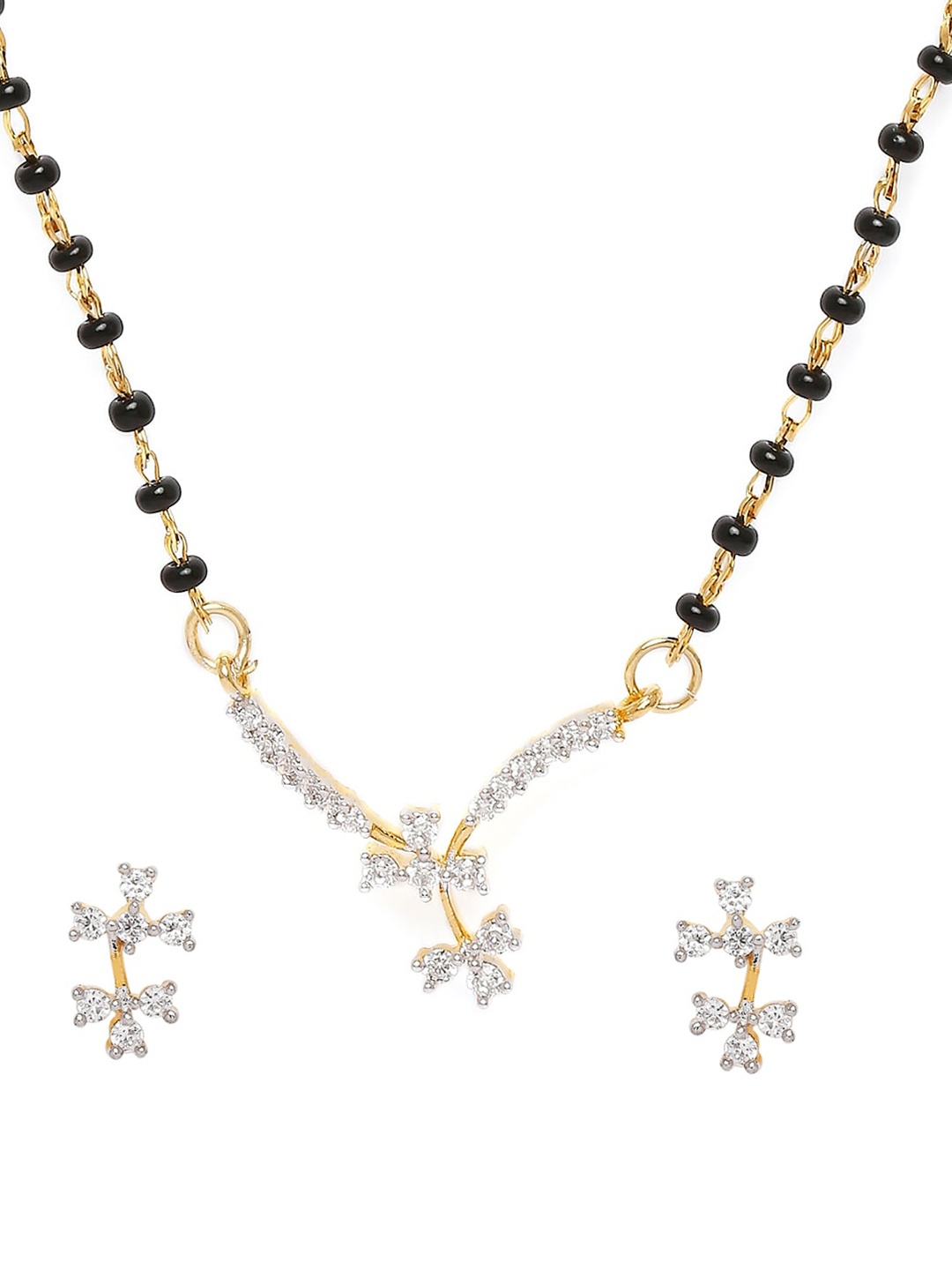 

Mahi Black & Gold-Toned Alloy Gold Plated Mangalsutra Set