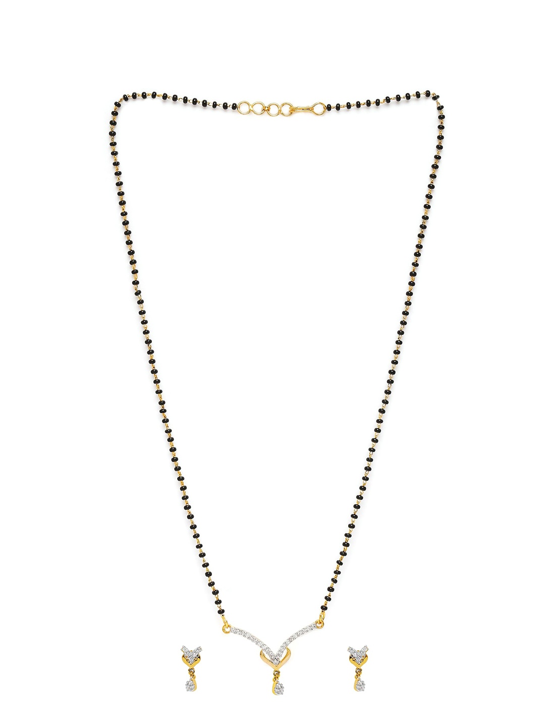 

Mahi Black & White Gold-Plated Cubic Zirconia Reverence Mangalsutra & Earring Set