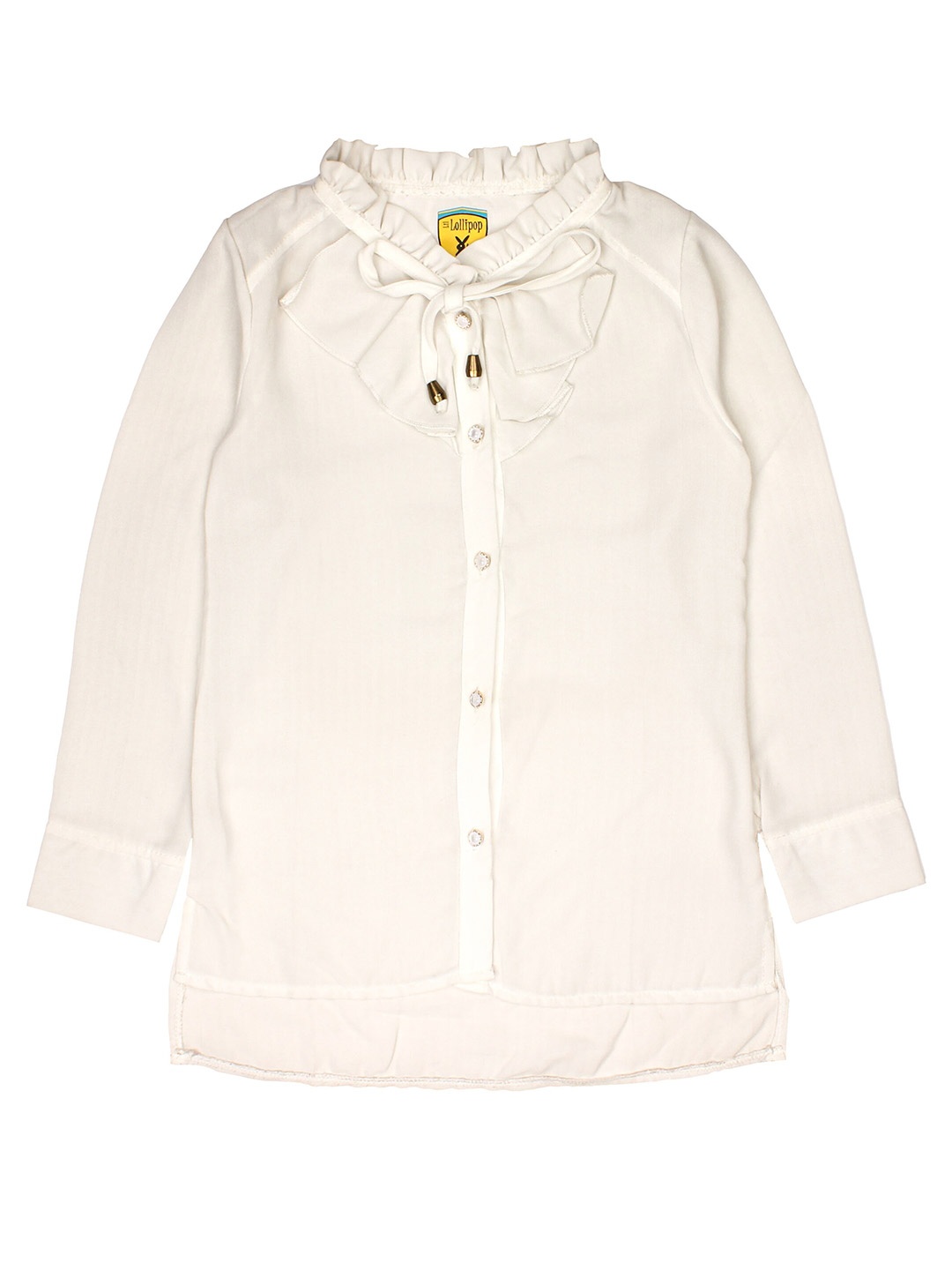 

Lil Lollipop White Mandarin Collar Shirt Style Top