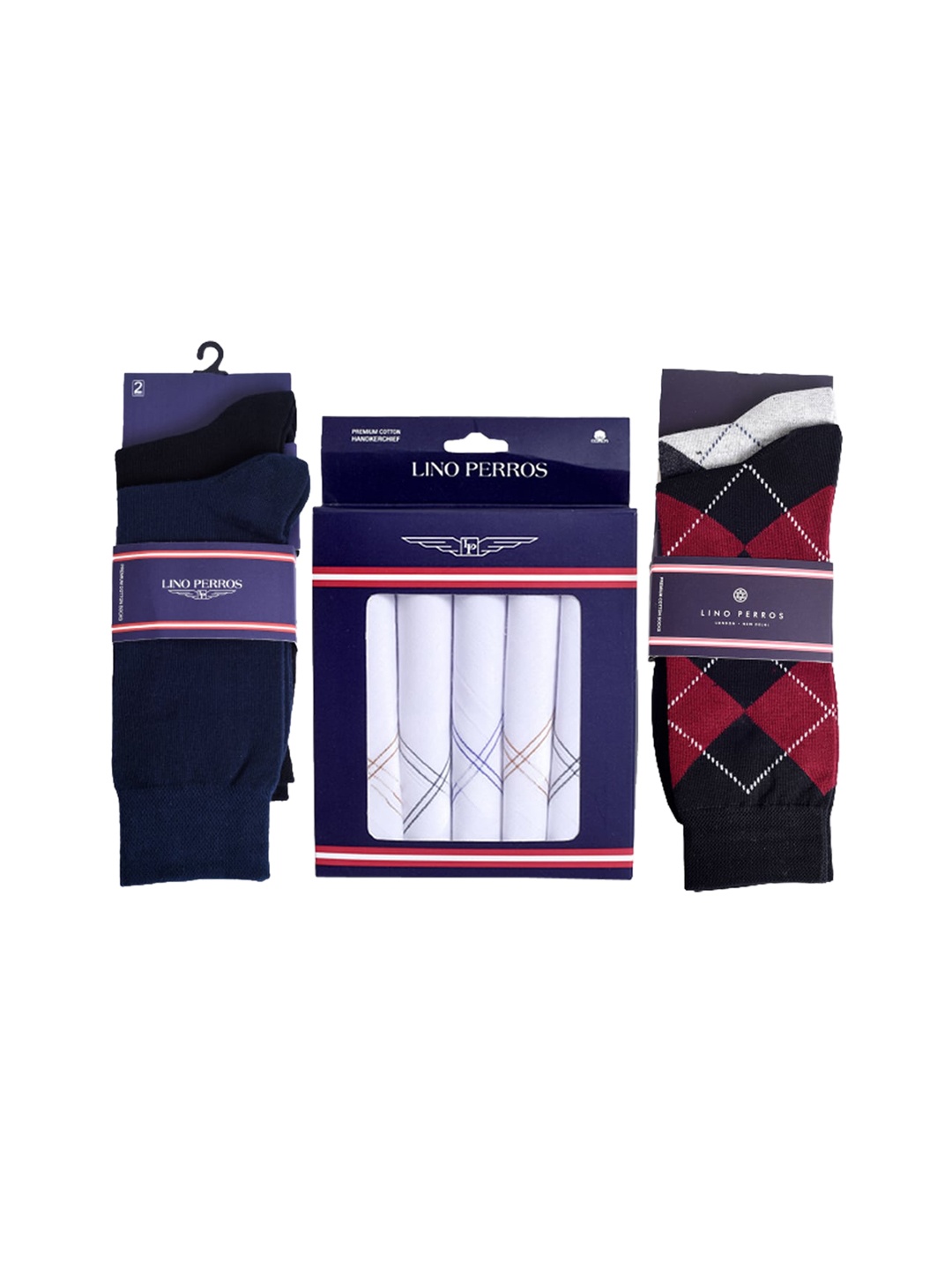 

Lino Perros Men White & Red Solid Accessory Gift Set