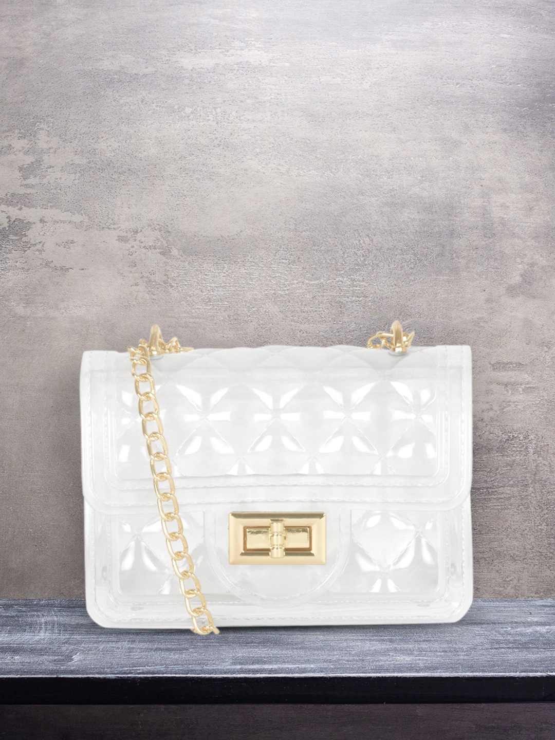

London Rag Transparent Structured Quilted Sling Bag