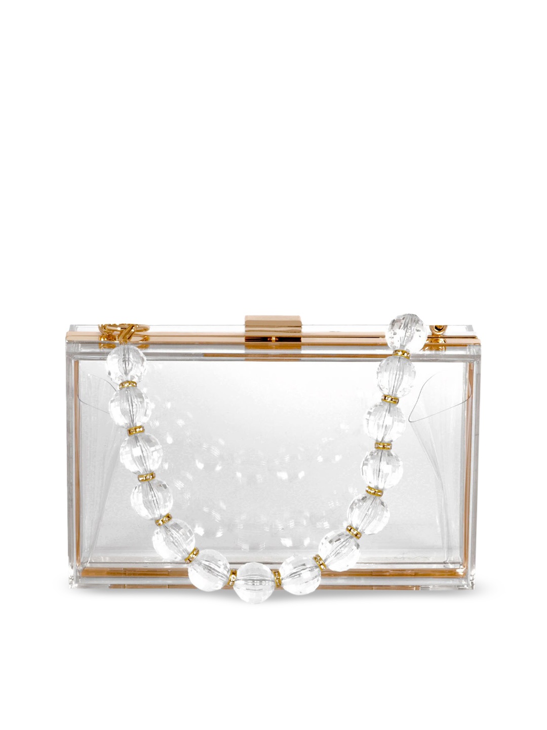 

London Rag Transparent Embellished Metal Framed Box Clutch