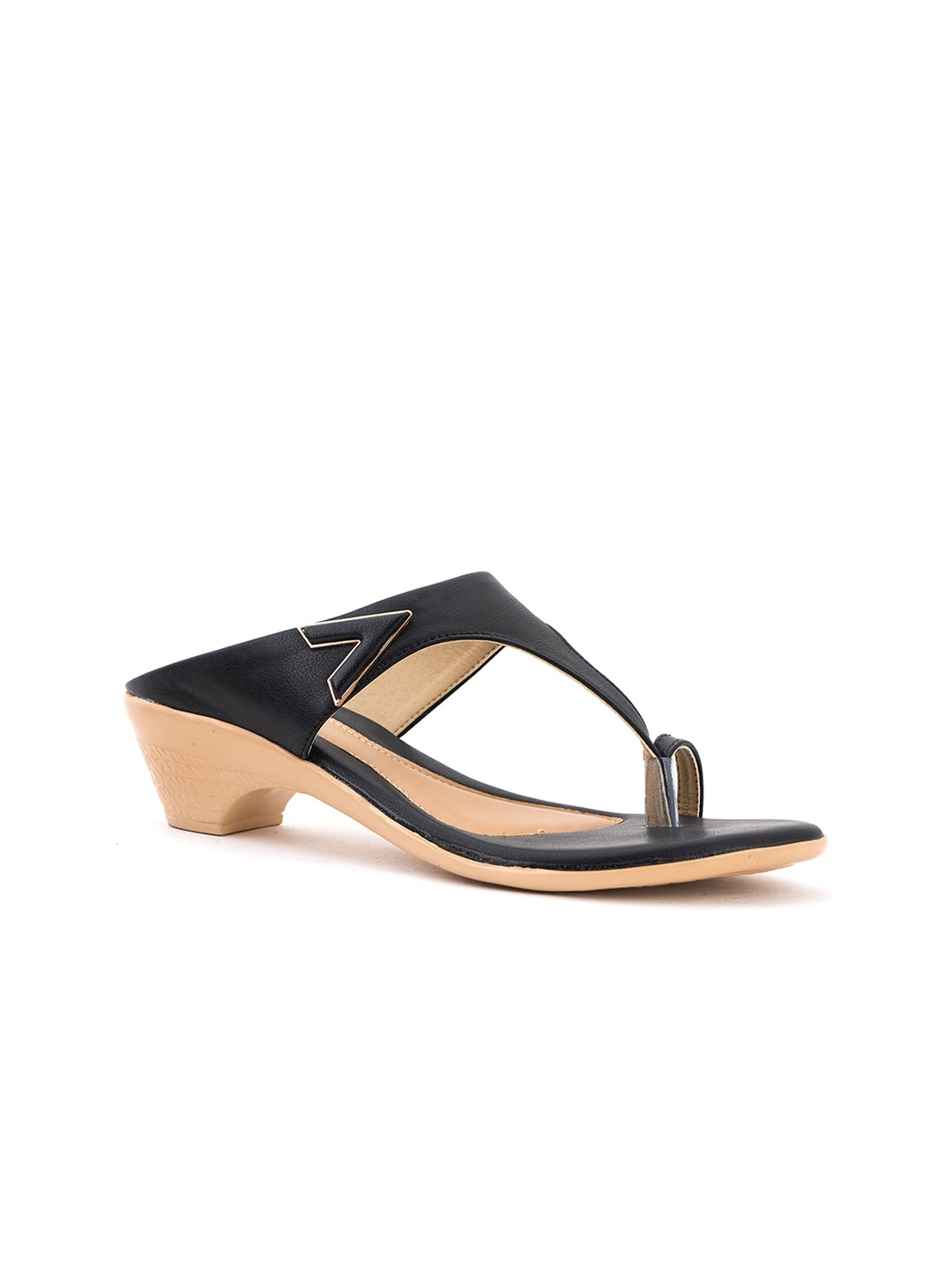 

Khadims Black & Beige Block Sandals