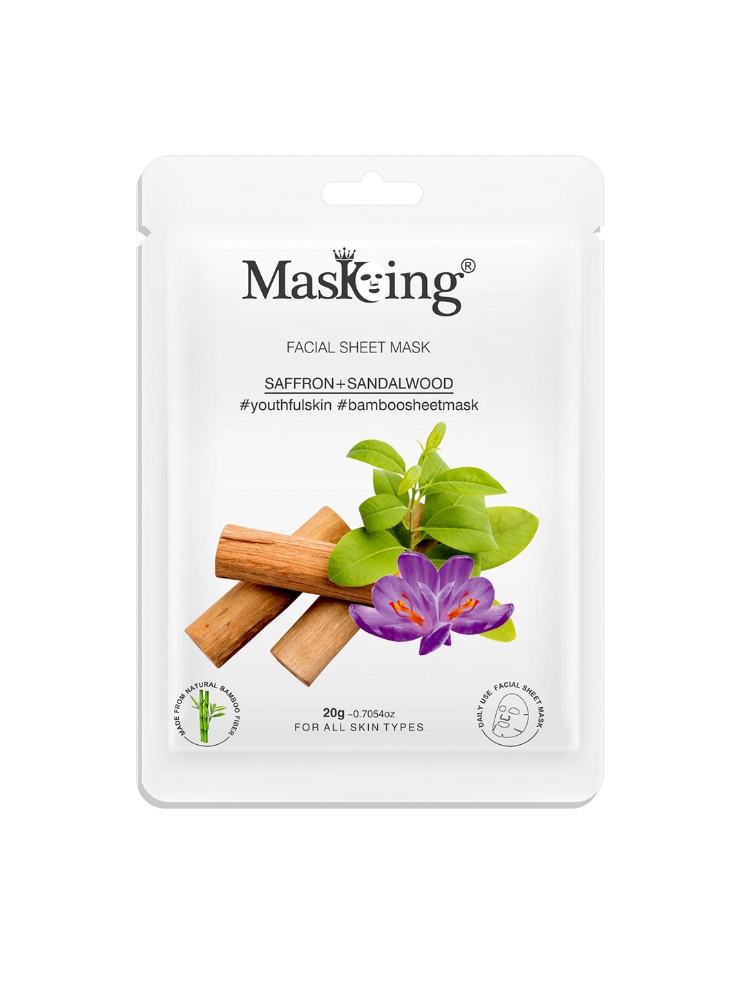 

MasKing Bamboo Facial Sheet Mask of Saffron & Sandalwood 20ml, Violet