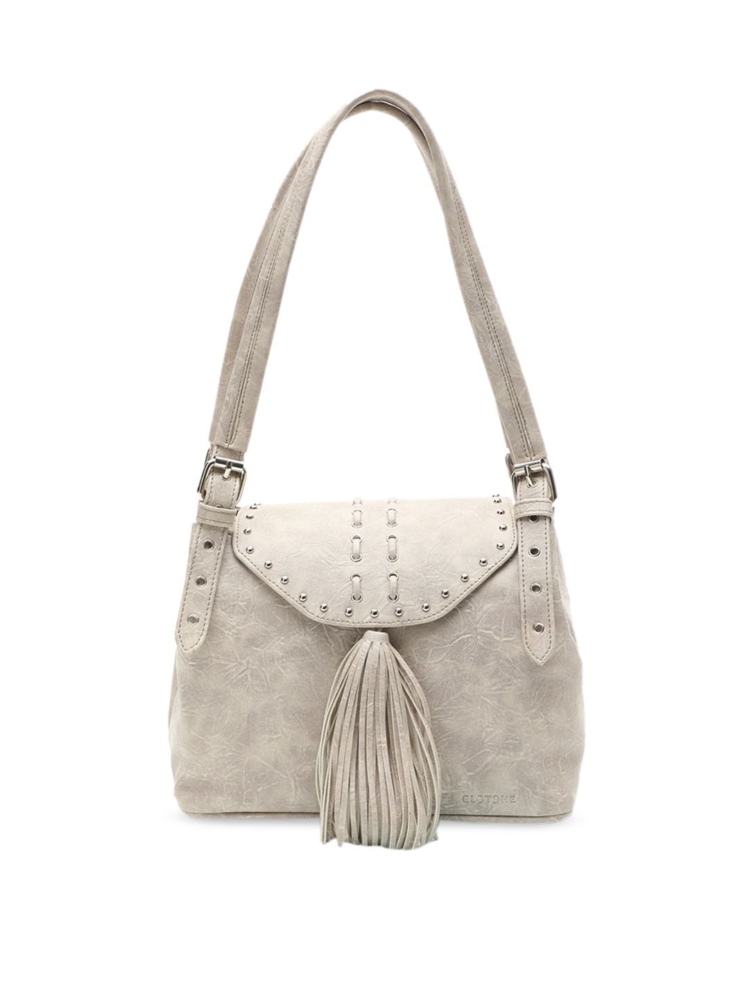 

Clotche Beige Floral Printed PU Structured Shoulder Bag with Fringed