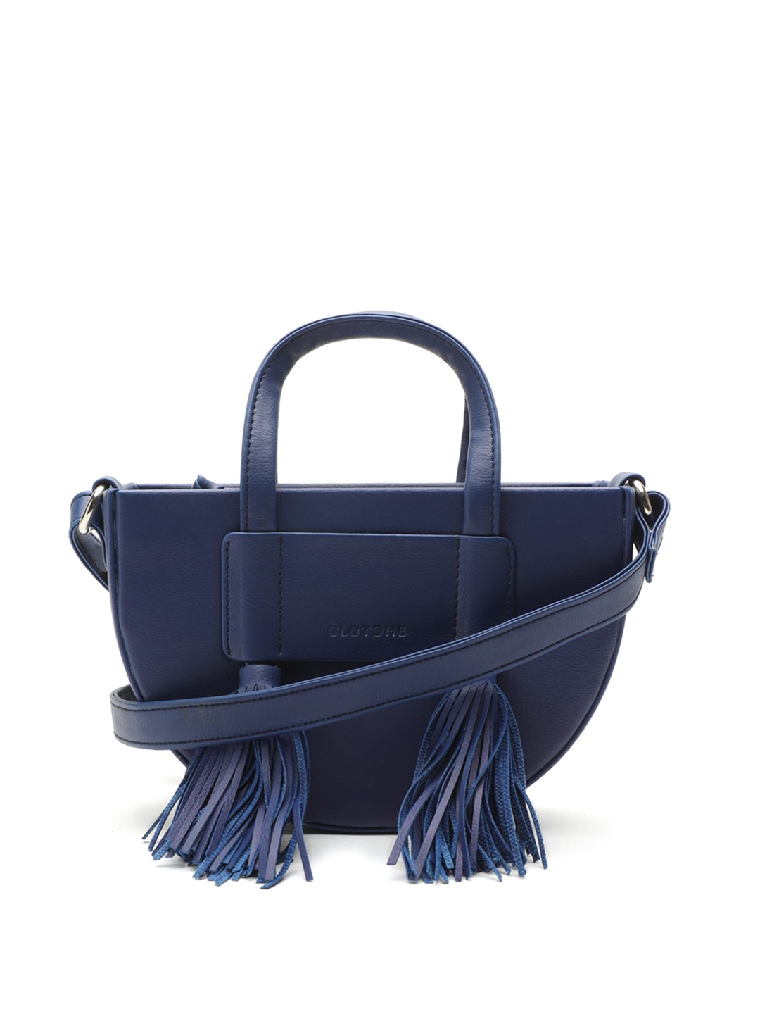 

Clotche Blue PU Half Moon Sling Bag with Tasselled