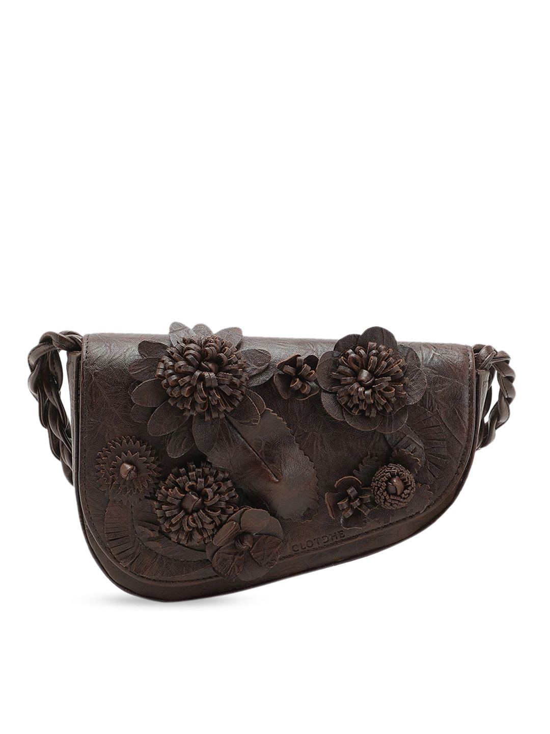 

Clotche Brown Embellished PU Structured Sling Bag