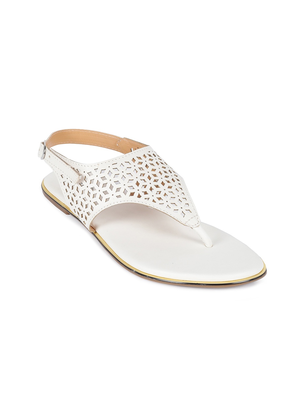 

Vishudh Women White Textured Open Toe Flats